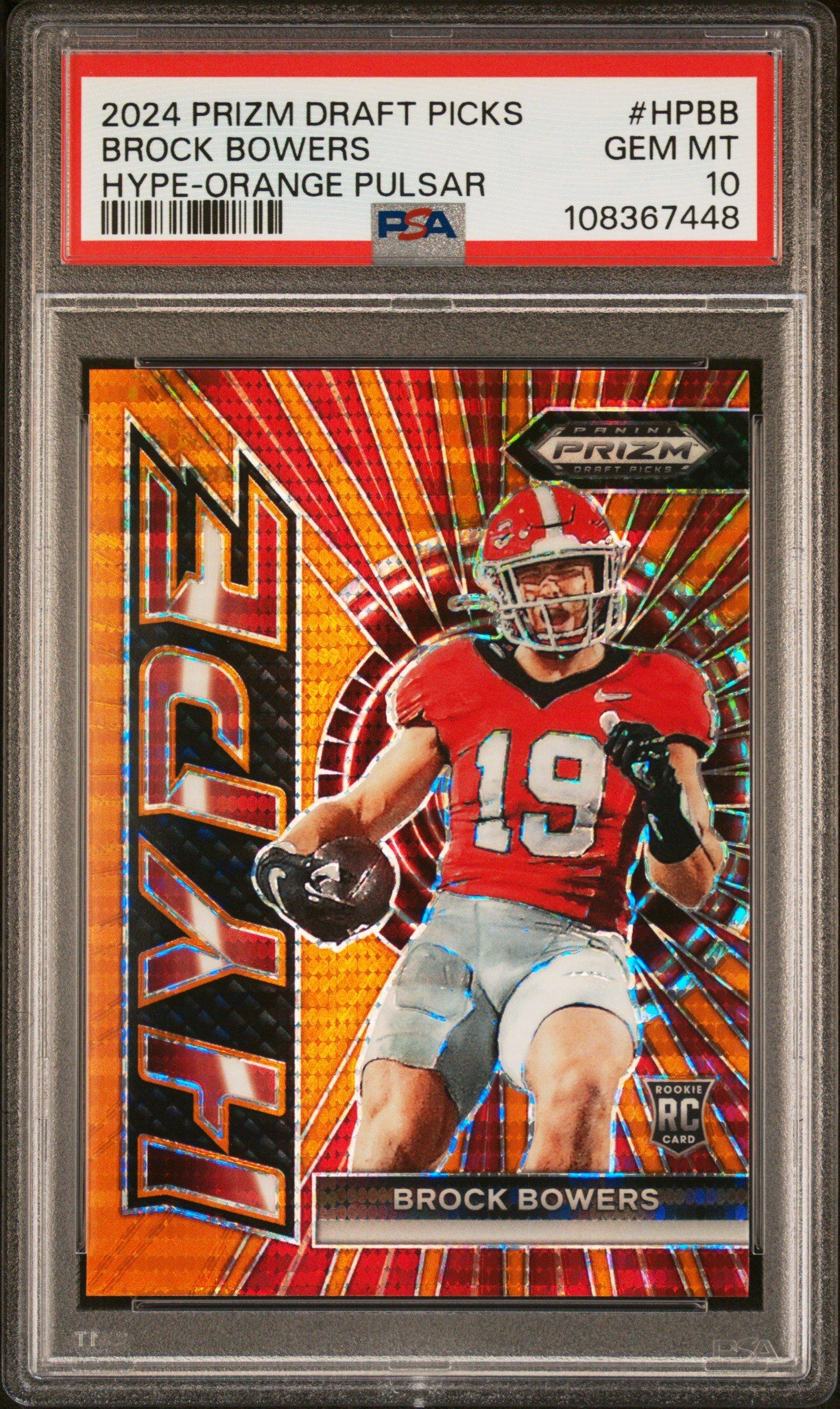 2024 Panini Prizm Draft Picks Hype Hpbb Brock Bowers Orange Pulsar PSA 10