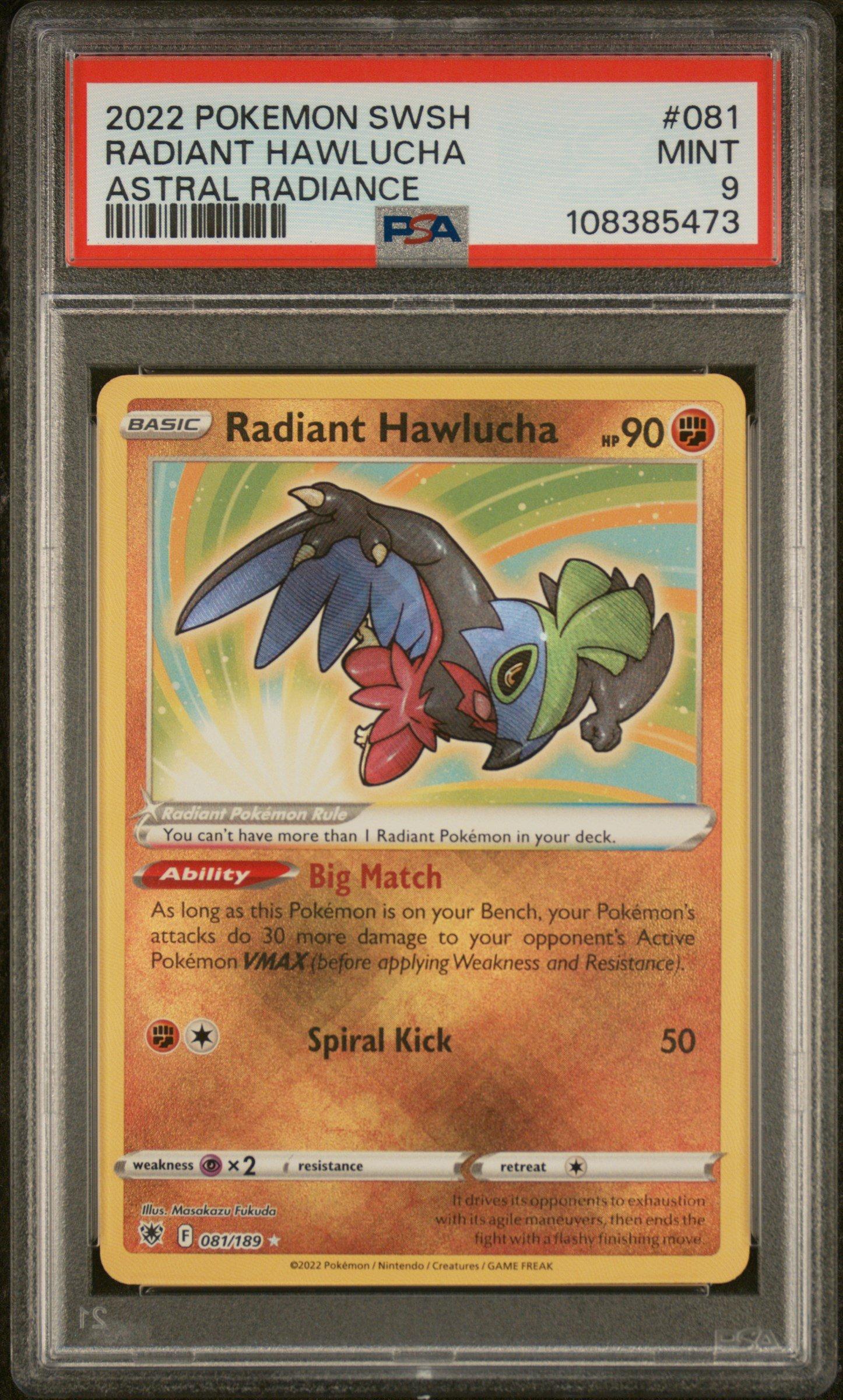 2022 Pokemon Sword & Shield Astral Radiance 081 Radiant Hawlucha PSA