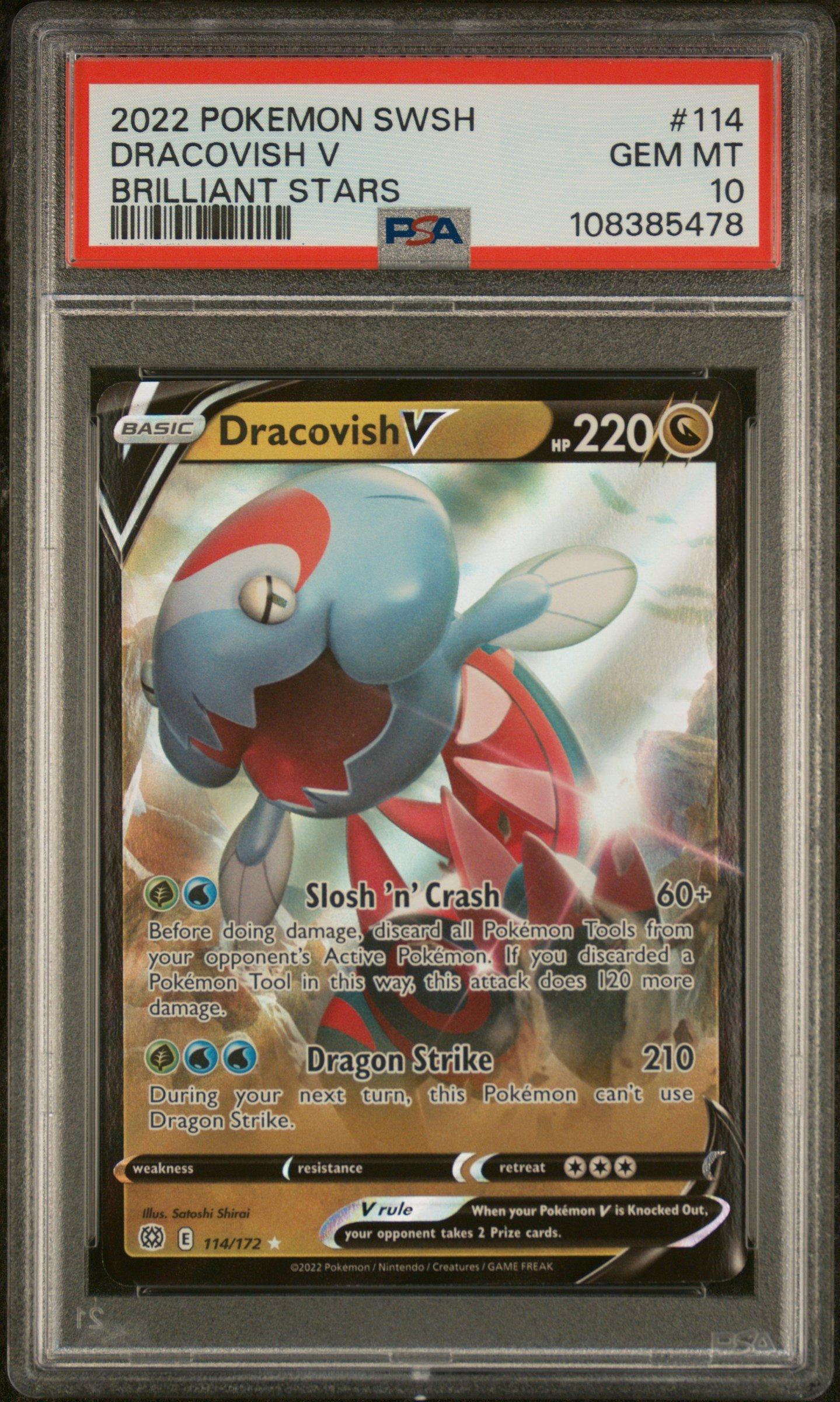 2022 Pokemon Sword & Shield Brilliant Stars 114 Dracovish V PSA 10