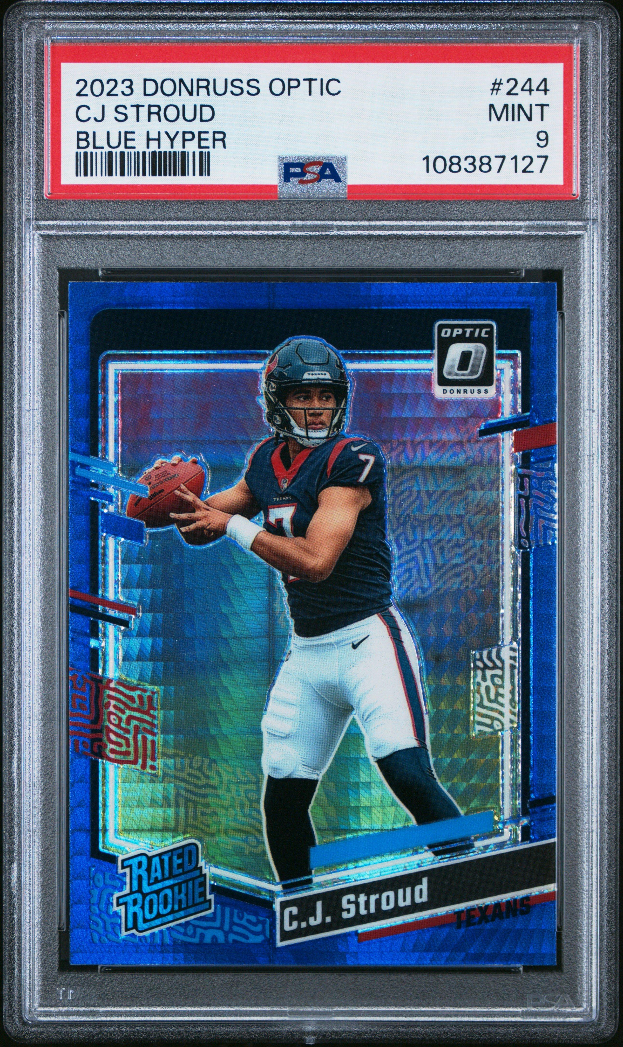 2023 Panini Donruss Optic 244 Cj Stroud Blue Hyper PSA