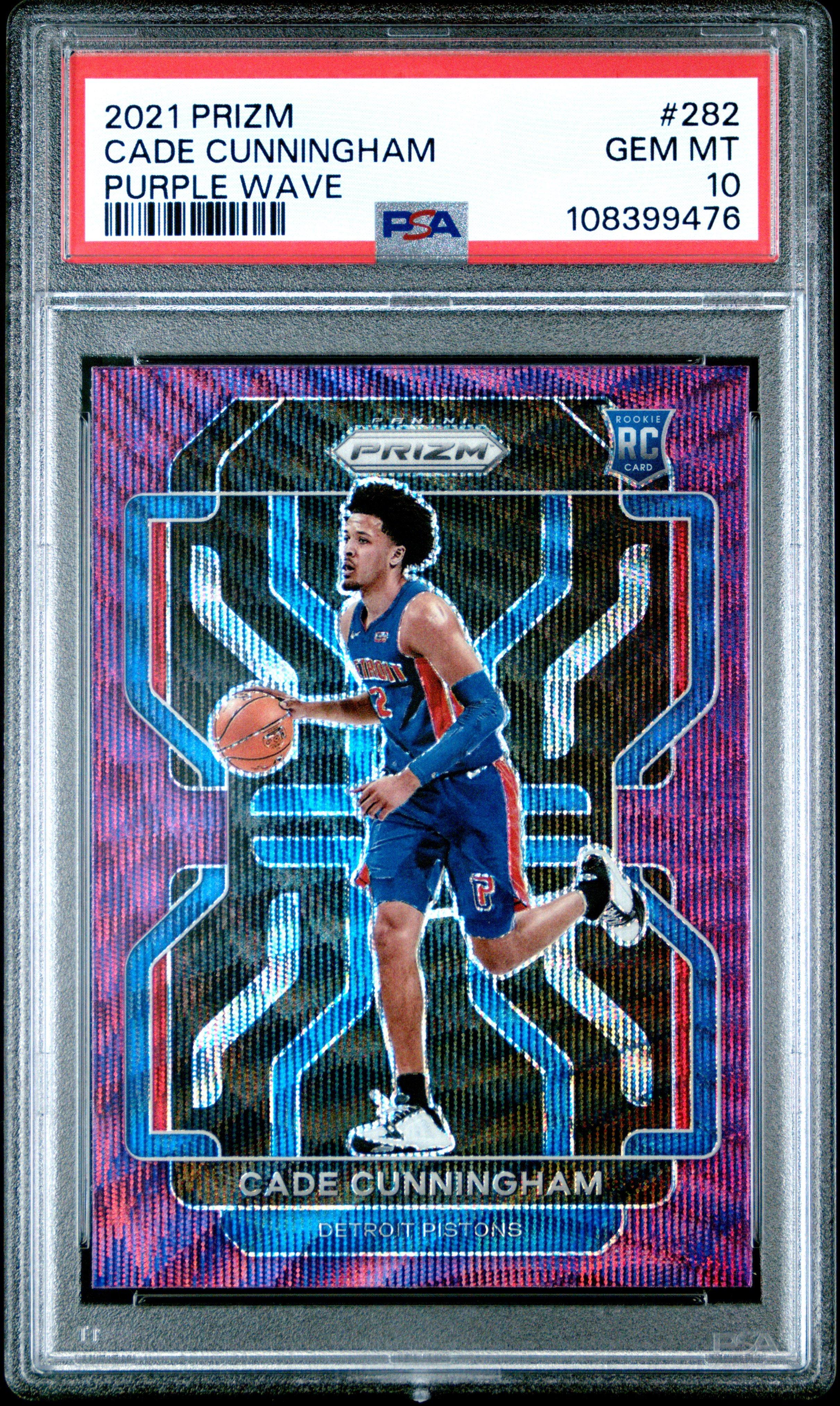 2021 Panini Prizm 282 Cade Cunningham Purple Wave PSA