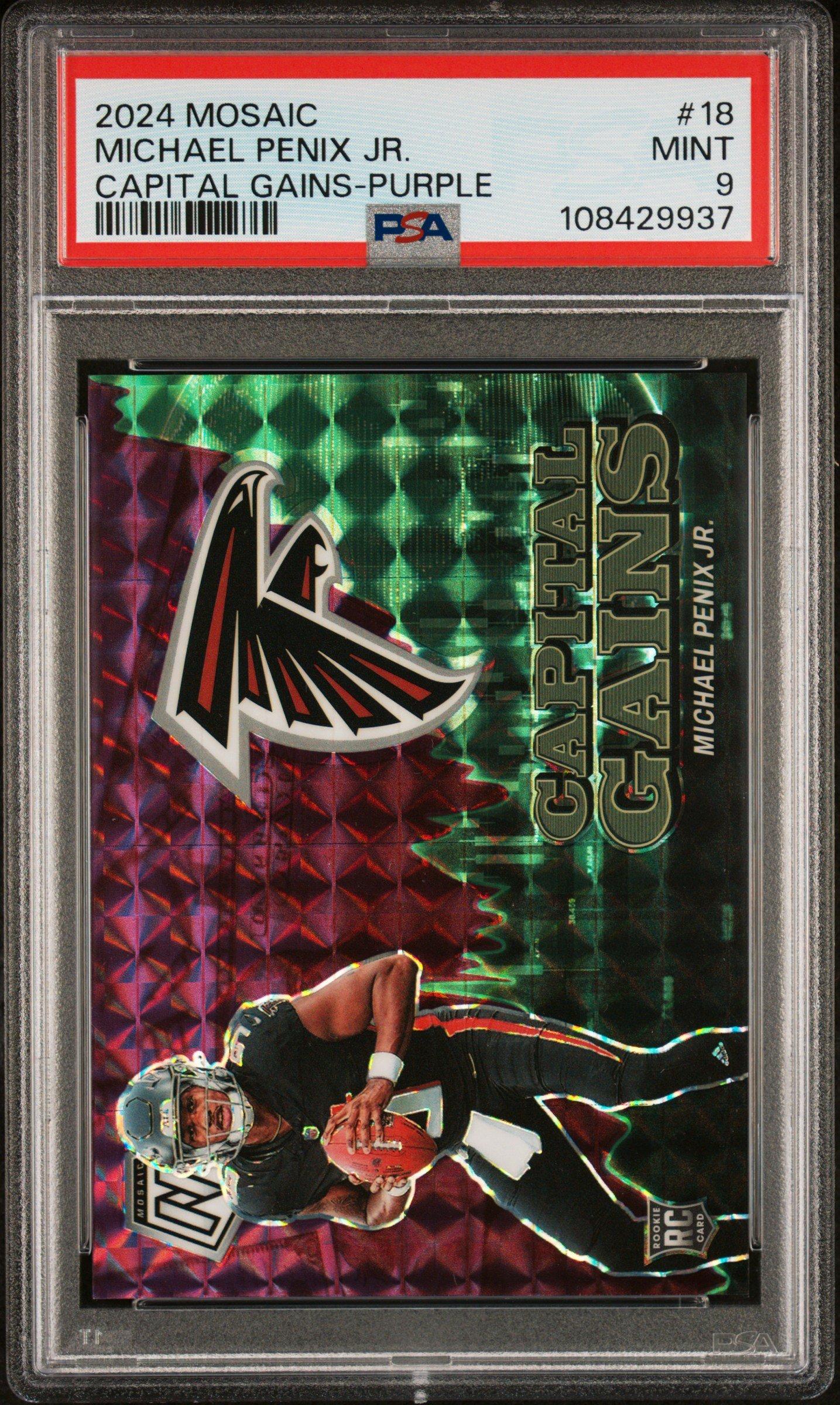 2024 Panini Mosaic Capital Gains 18 Michael Penix Jr. Purple PSA 9
