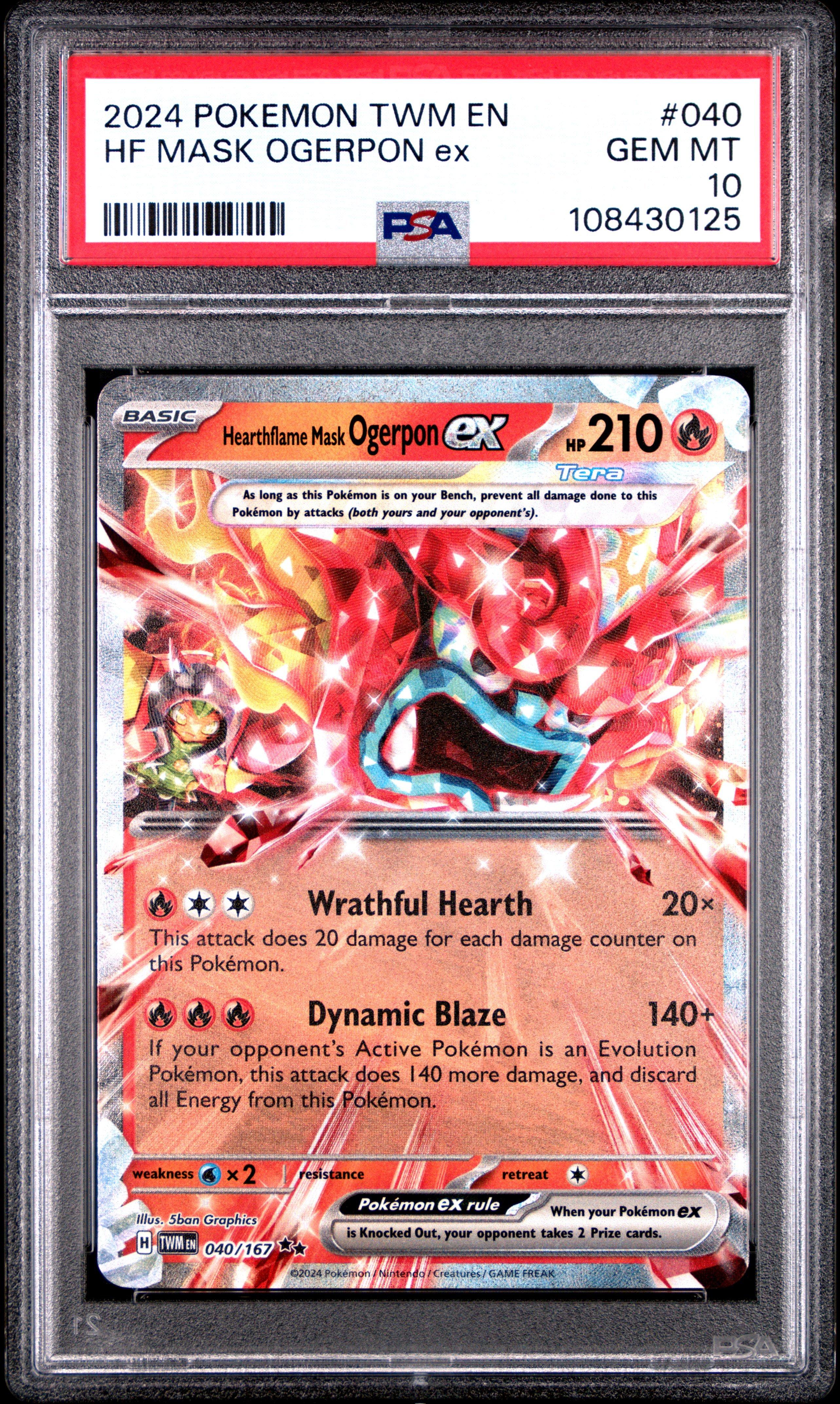 2024 Pokemon Twm En-twilight Masquerade 040 Hearthflame Mask Ogerpon Ex PSA 10
