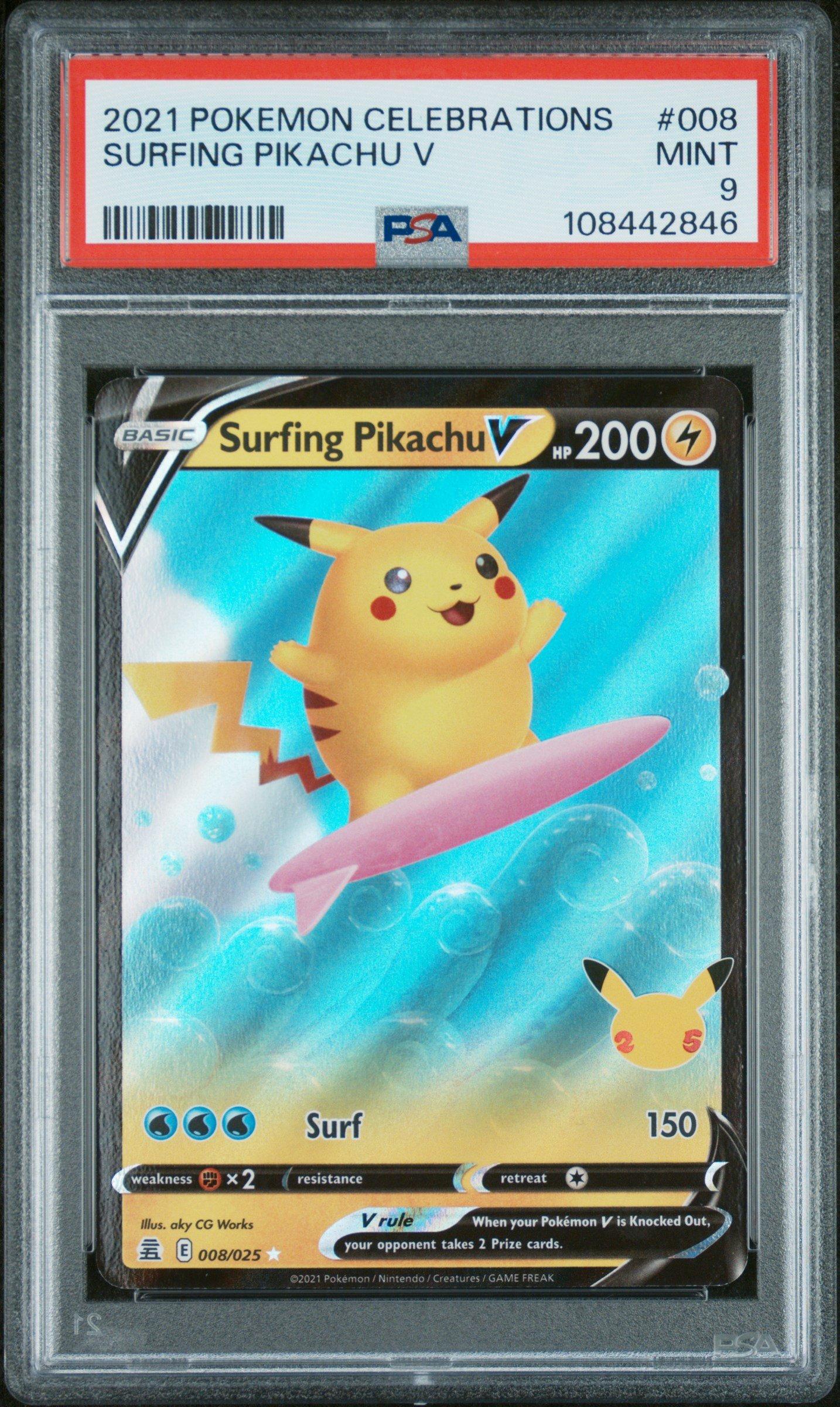 2021 Pokemon Celebrations 008 Surfing Pikachu V PSA 9 | GameStop