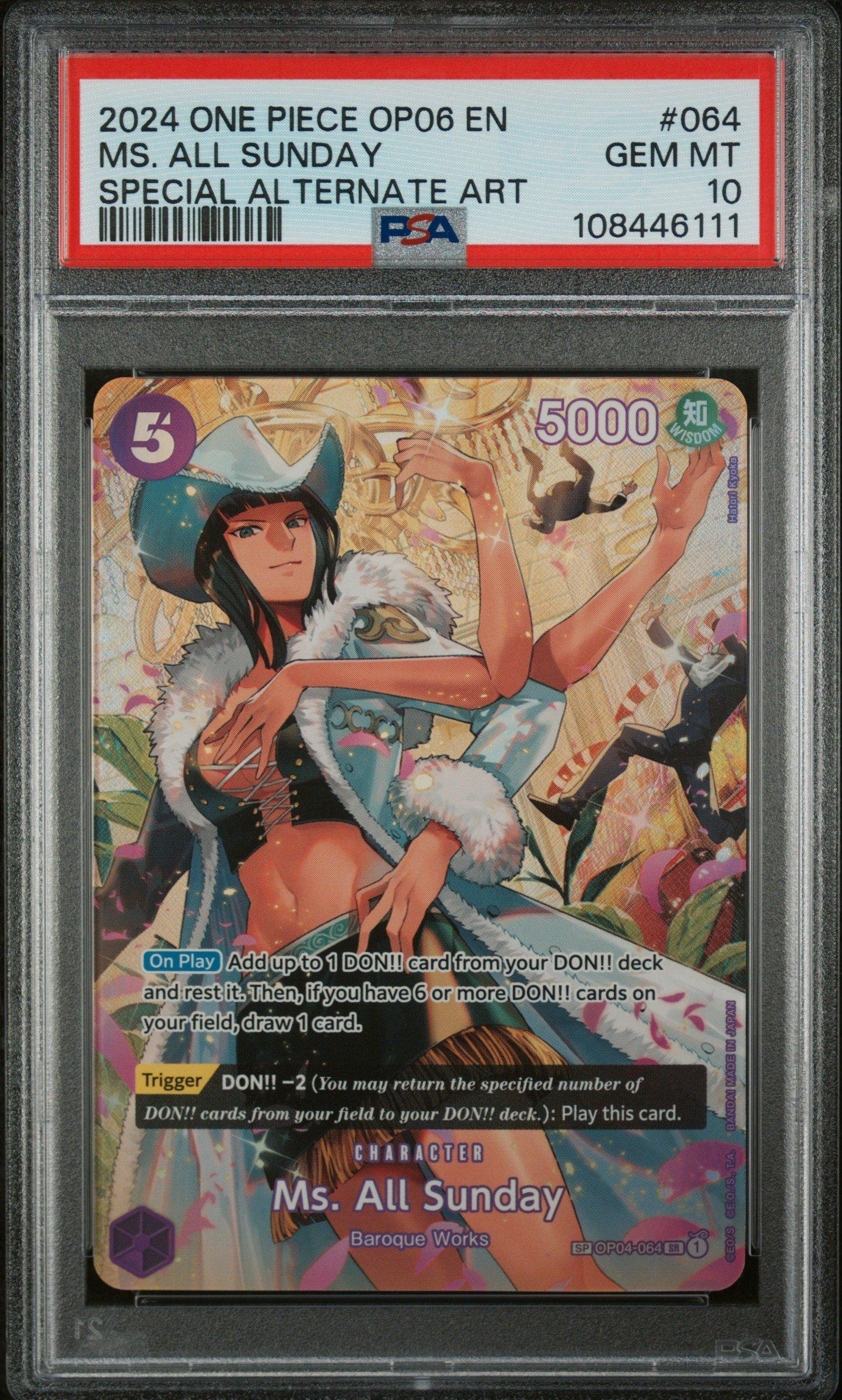 2024 One Piece Op06-wings Of The Captain 064 Ms. All Sunday Special Alternate Art PSA 10