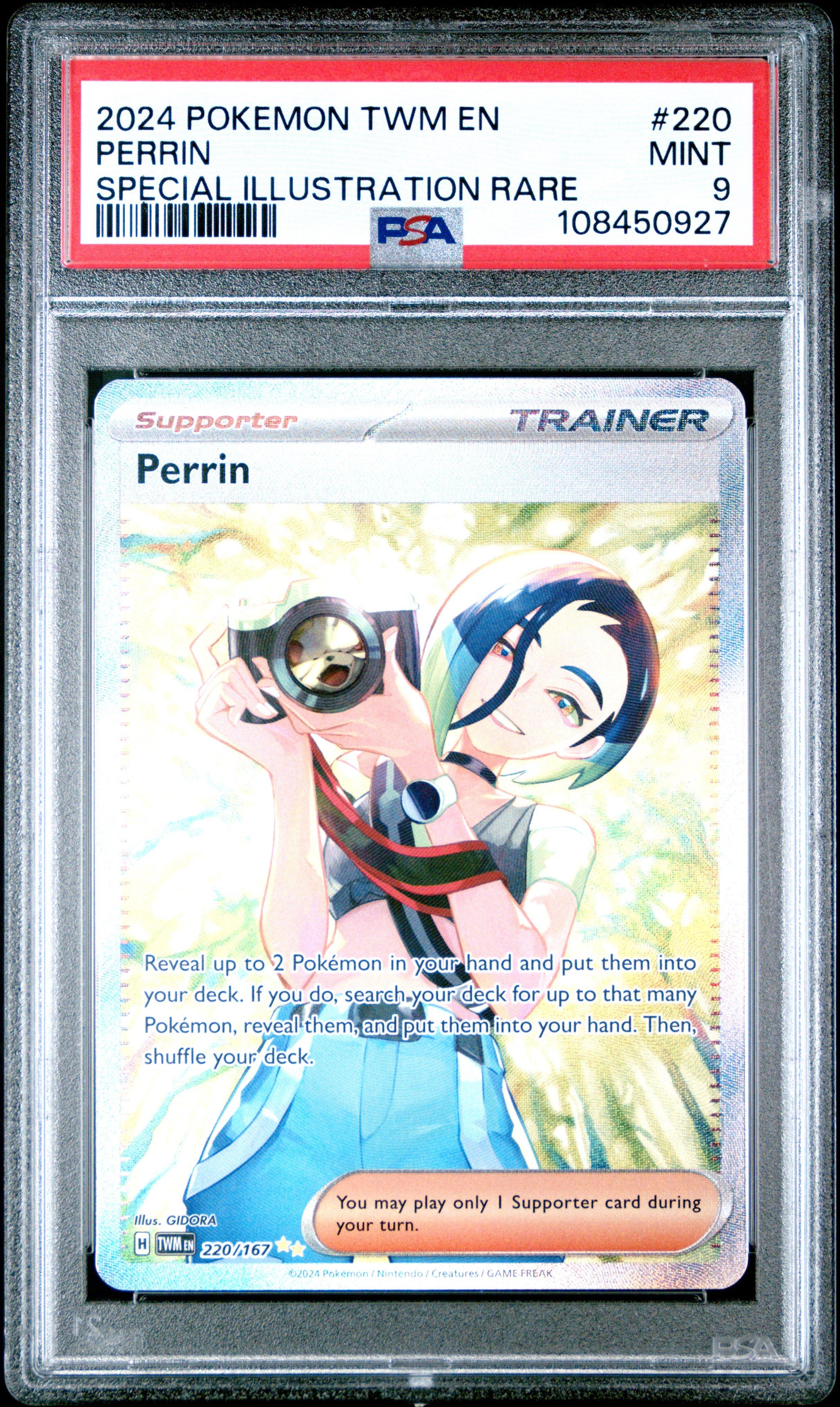 pokemon perrin card  209/167  Twilight Masquerade  Full Art Suppoter  Secret Rare Toys Gengar appears in this set 2024 Pokemon Twm En-twilight Masquerade