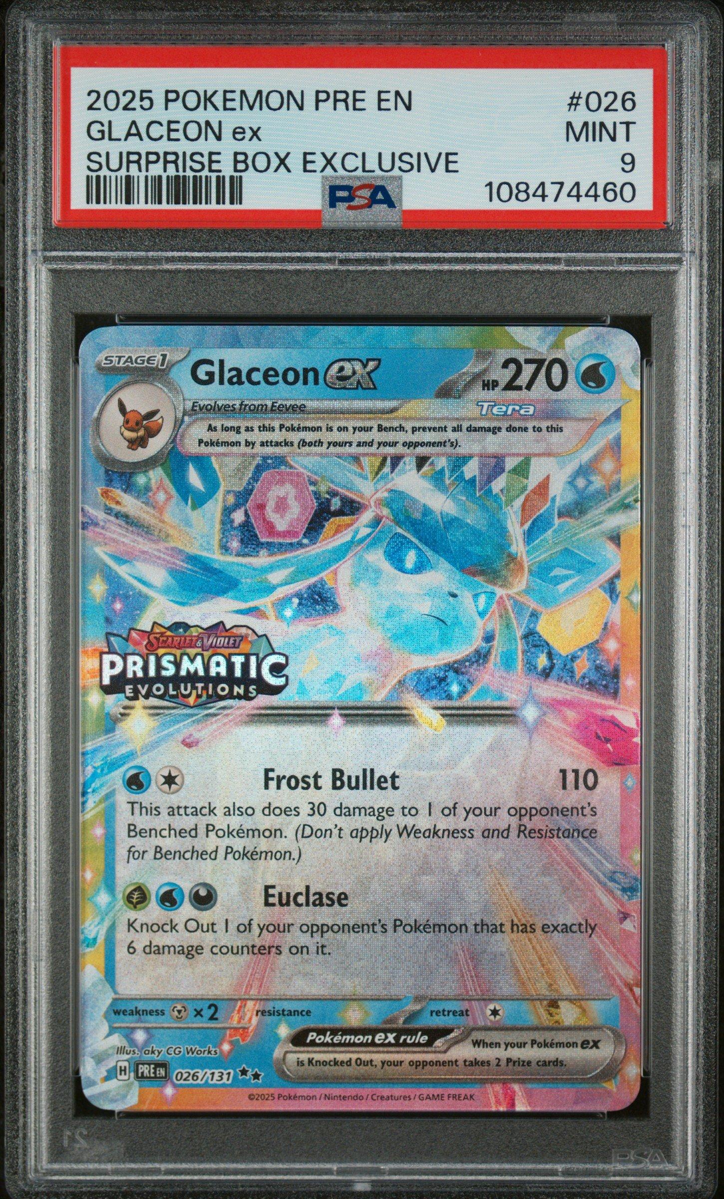2025 Pokemon Pre En-prismatic Evolutions 026 Glaceon Ex Surprise