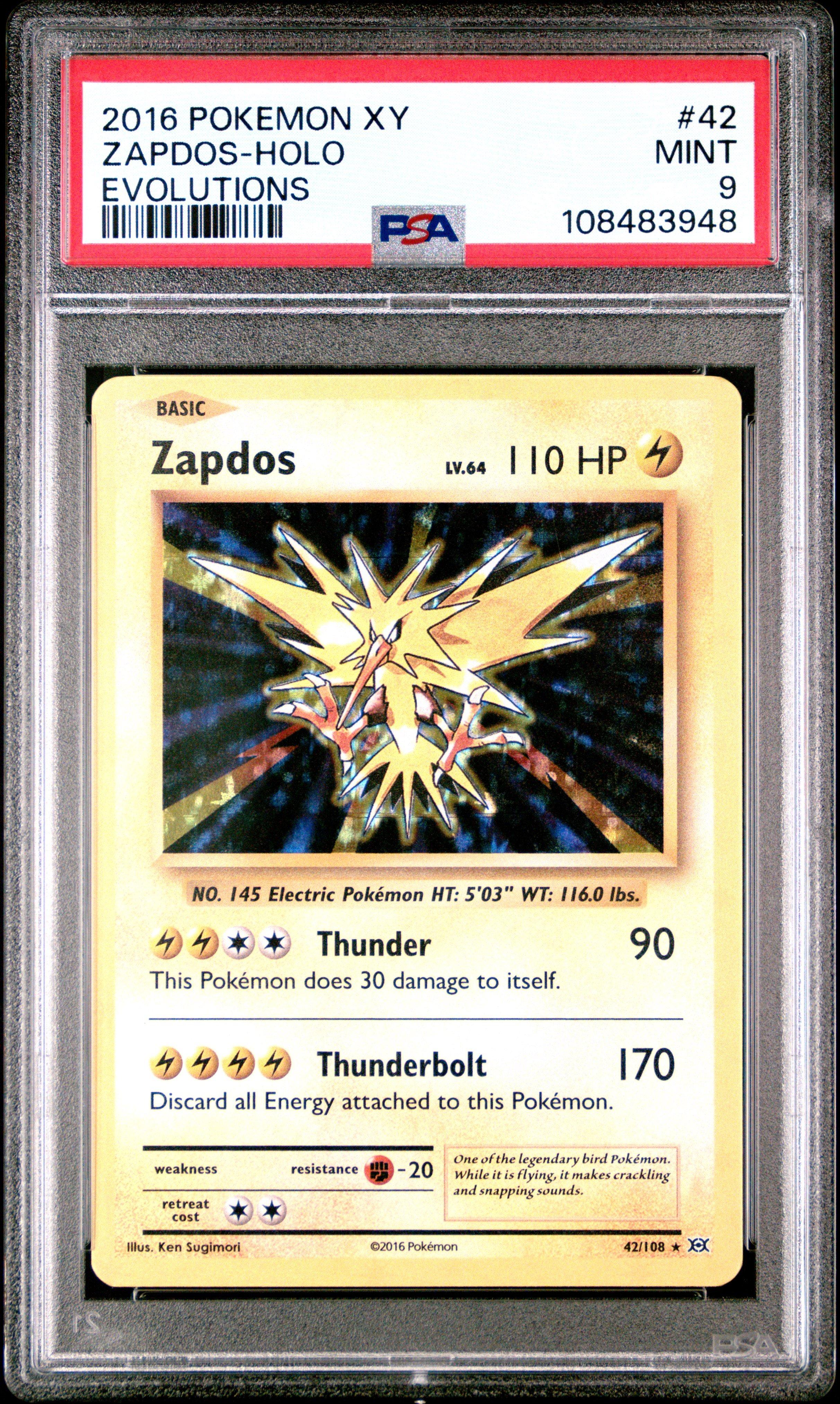 2016 Pokemon Xy Evolutions 42 Zapdos-holo PSA