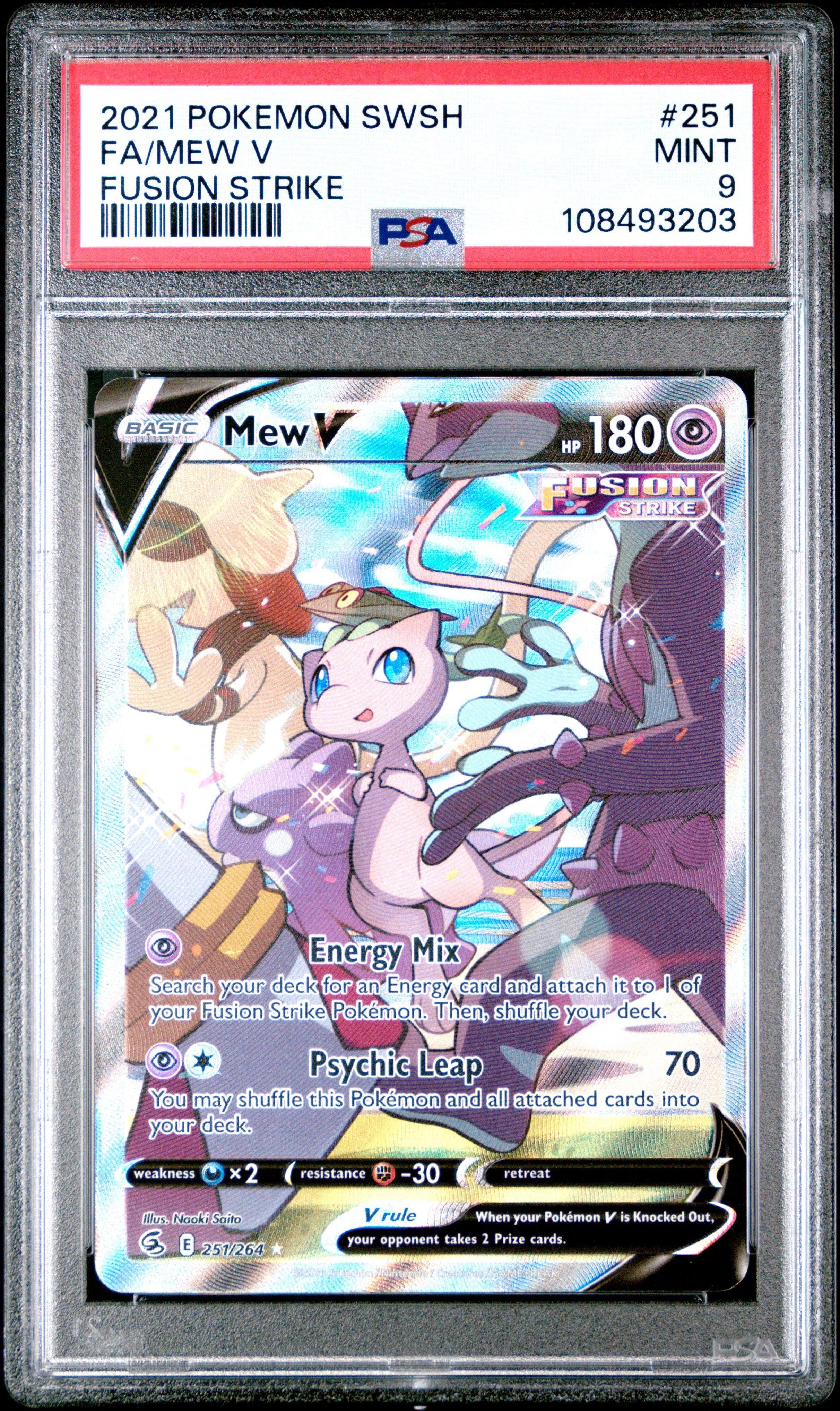 2021 Pokemon Sword & Shield Fusion Strike 251 Full Art/mew V PSA 9