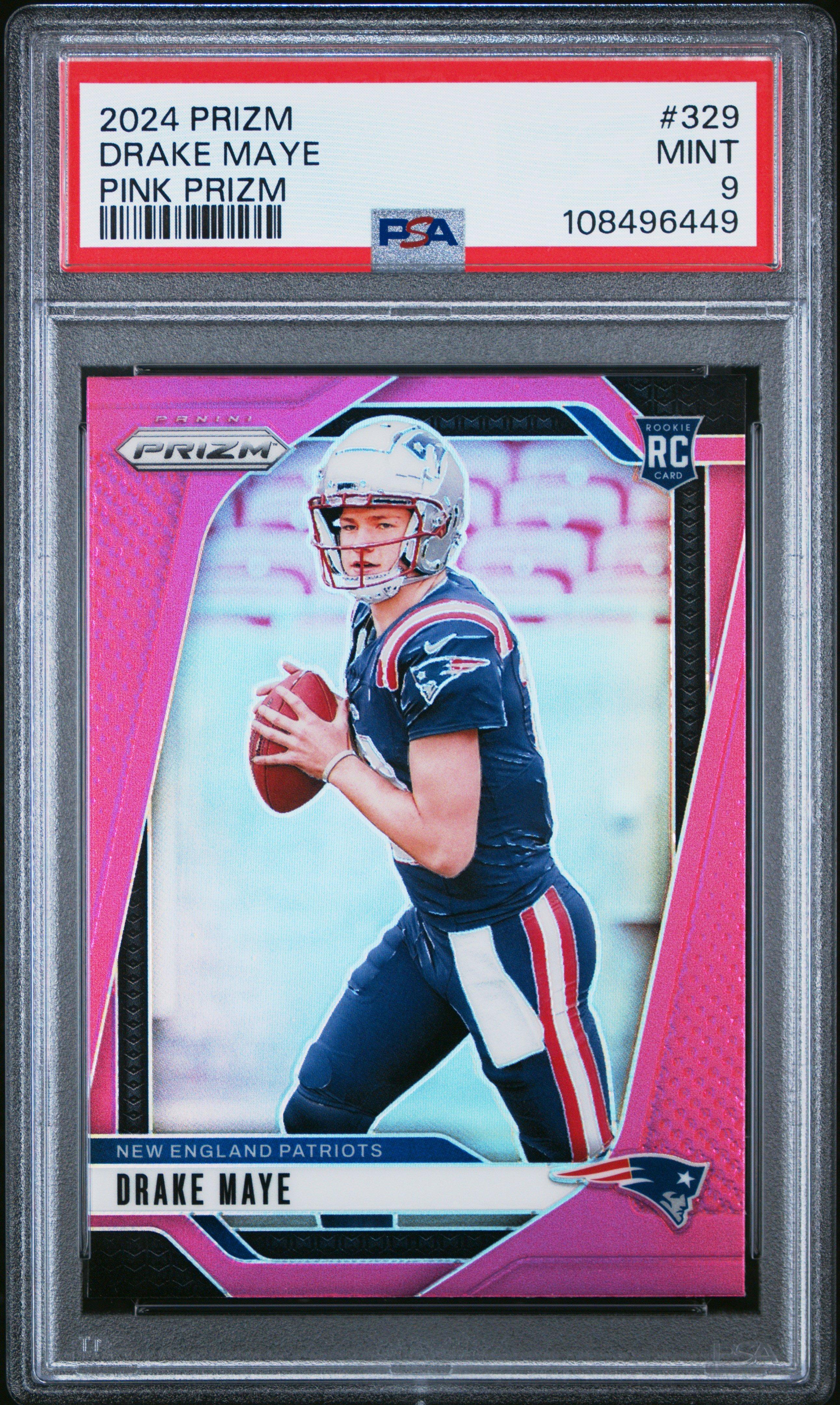 2024 Panini Prizm 329 Drake Maye Pink Prizm PSA 9