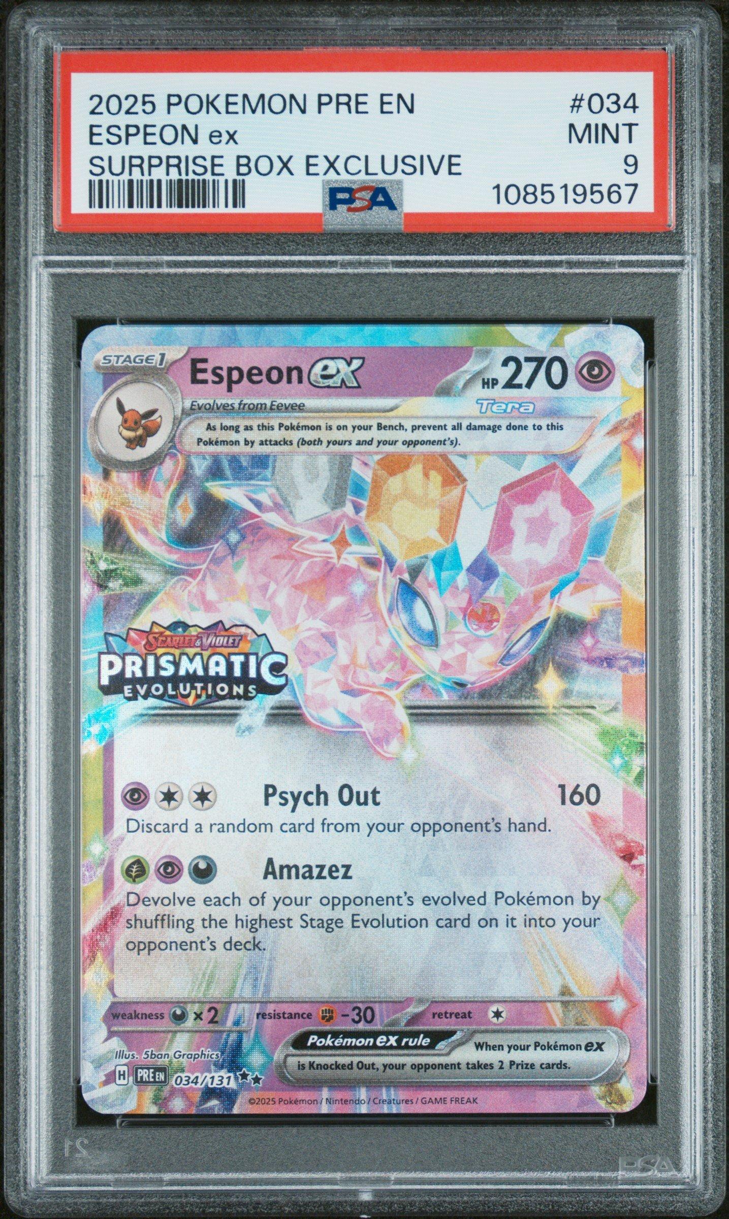 2025 Pokemon Pre En-prismatic Evolutions 034 Espeon Ex Surprise
