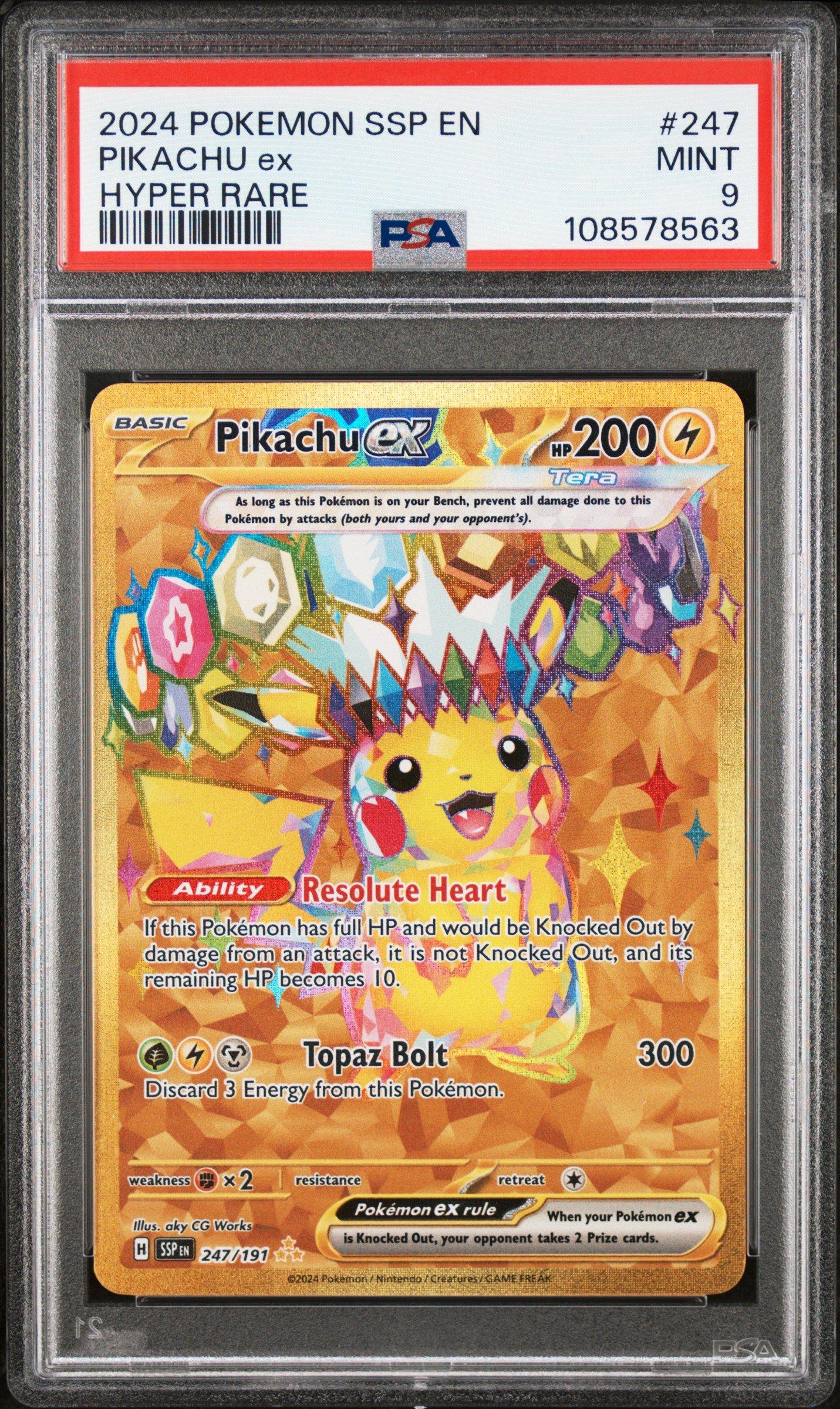2024 Pokemon Ssp En-surging Sparks 247 Pikachu Ex Hyper Rare PSA 9