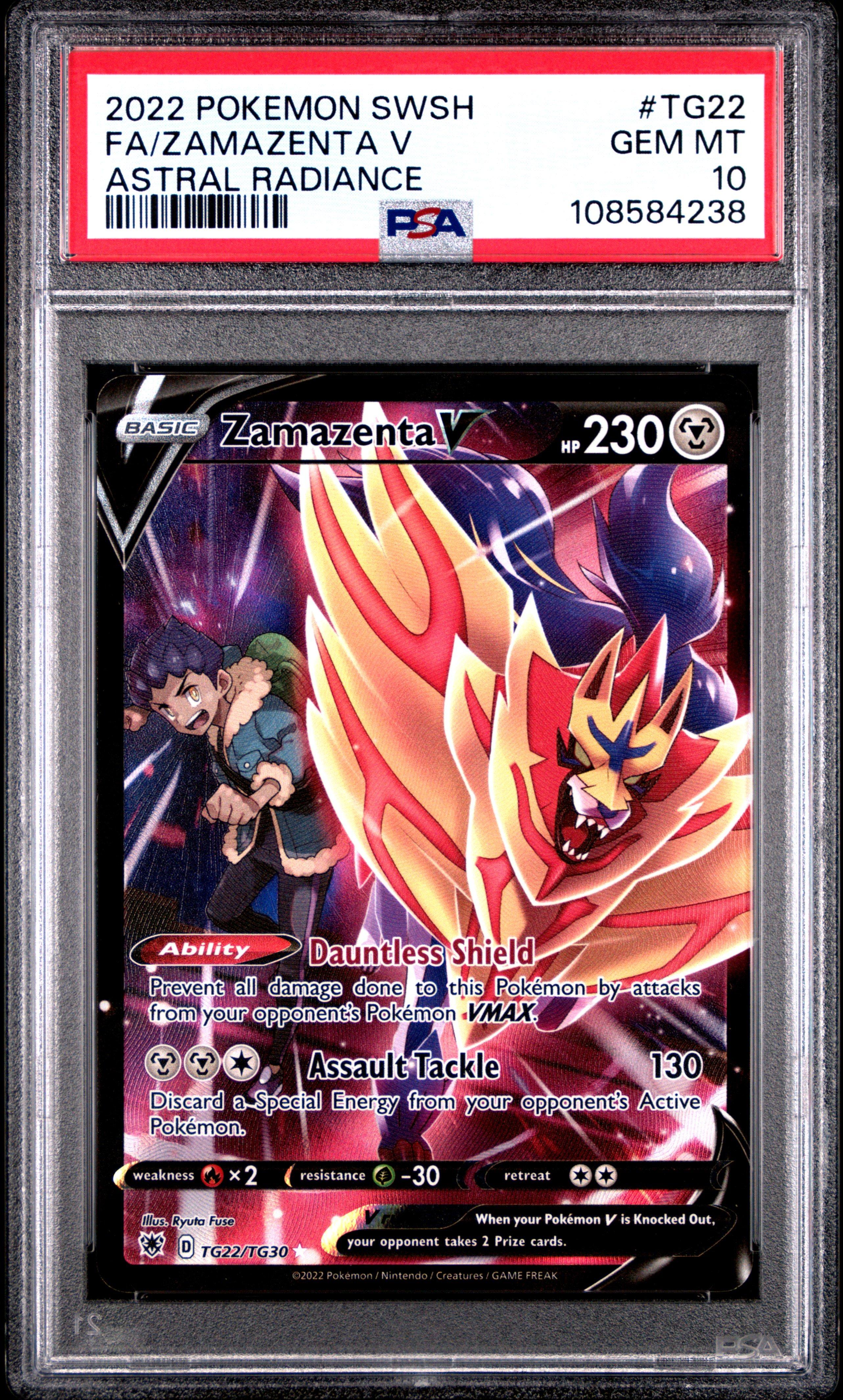 2022 Pokemon Sword & Shield Astral Radiance Tg22 Full Art/zamazenta V PSA 10