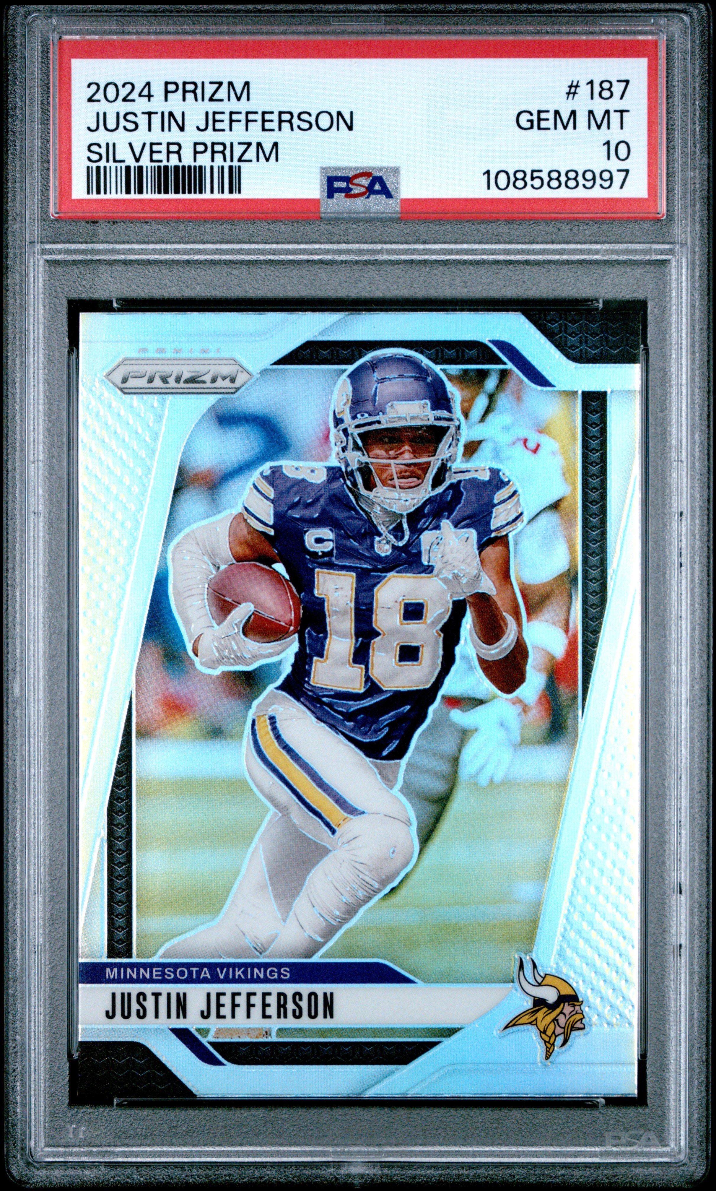 2024 Panini Prizm 187 Justin Jefferson Silver Prizm PSA 10
