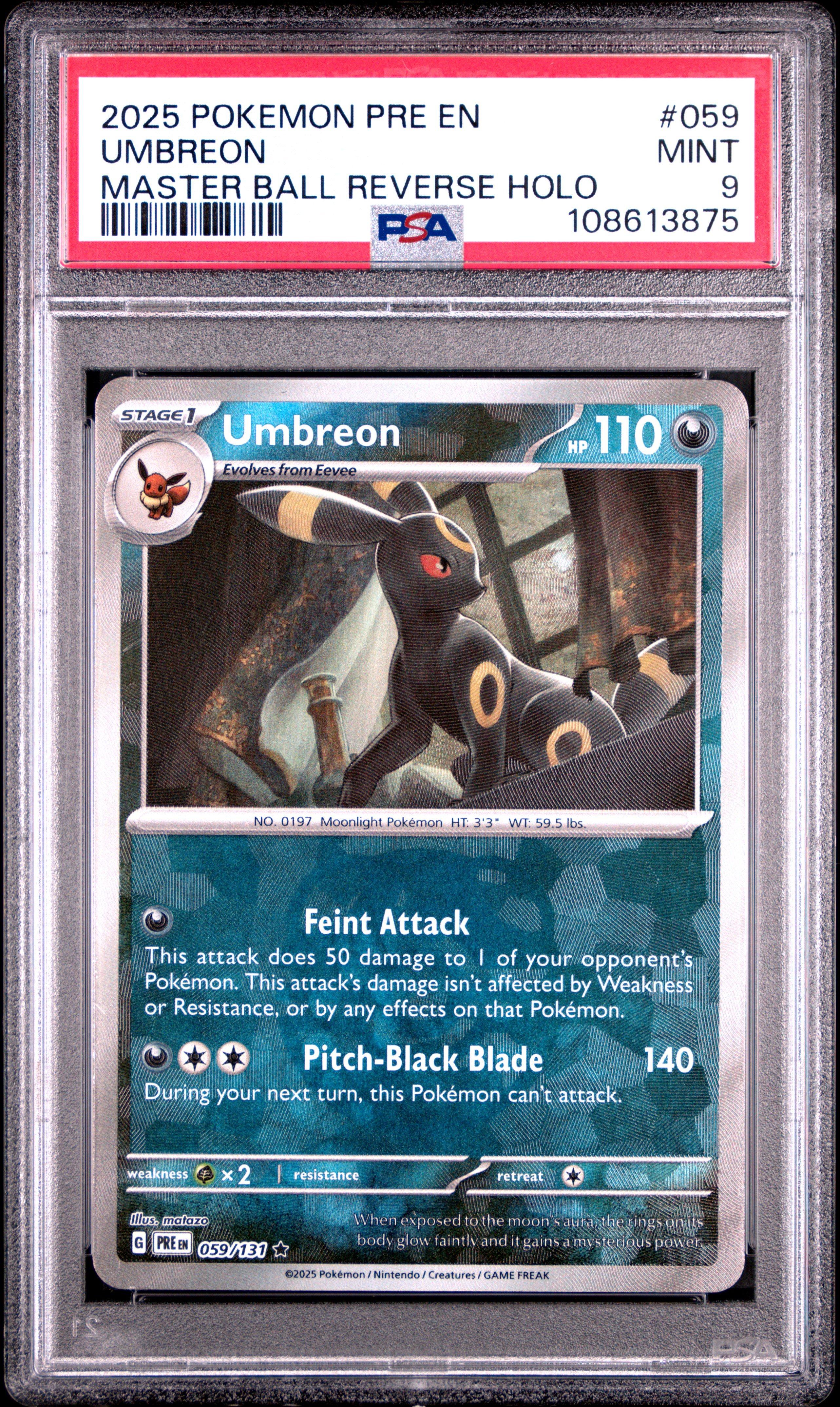 2025 Pokemon Pre En-prismatic Evolutions 059 Umbreon Master Ball
