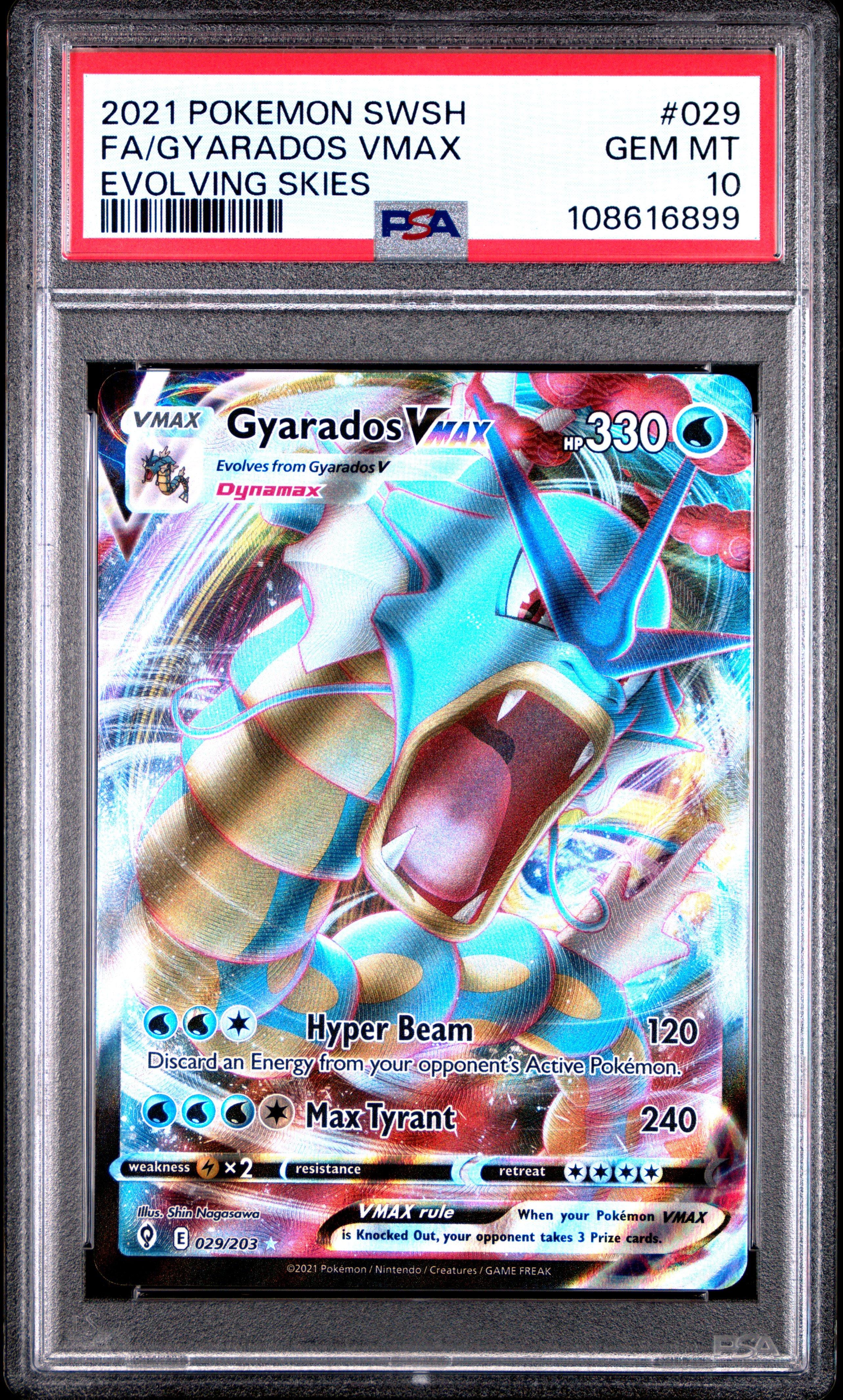 2021 Pokemon Sword & Shield Evolving Skies 029 Full Art/gyarados Vmax PSA