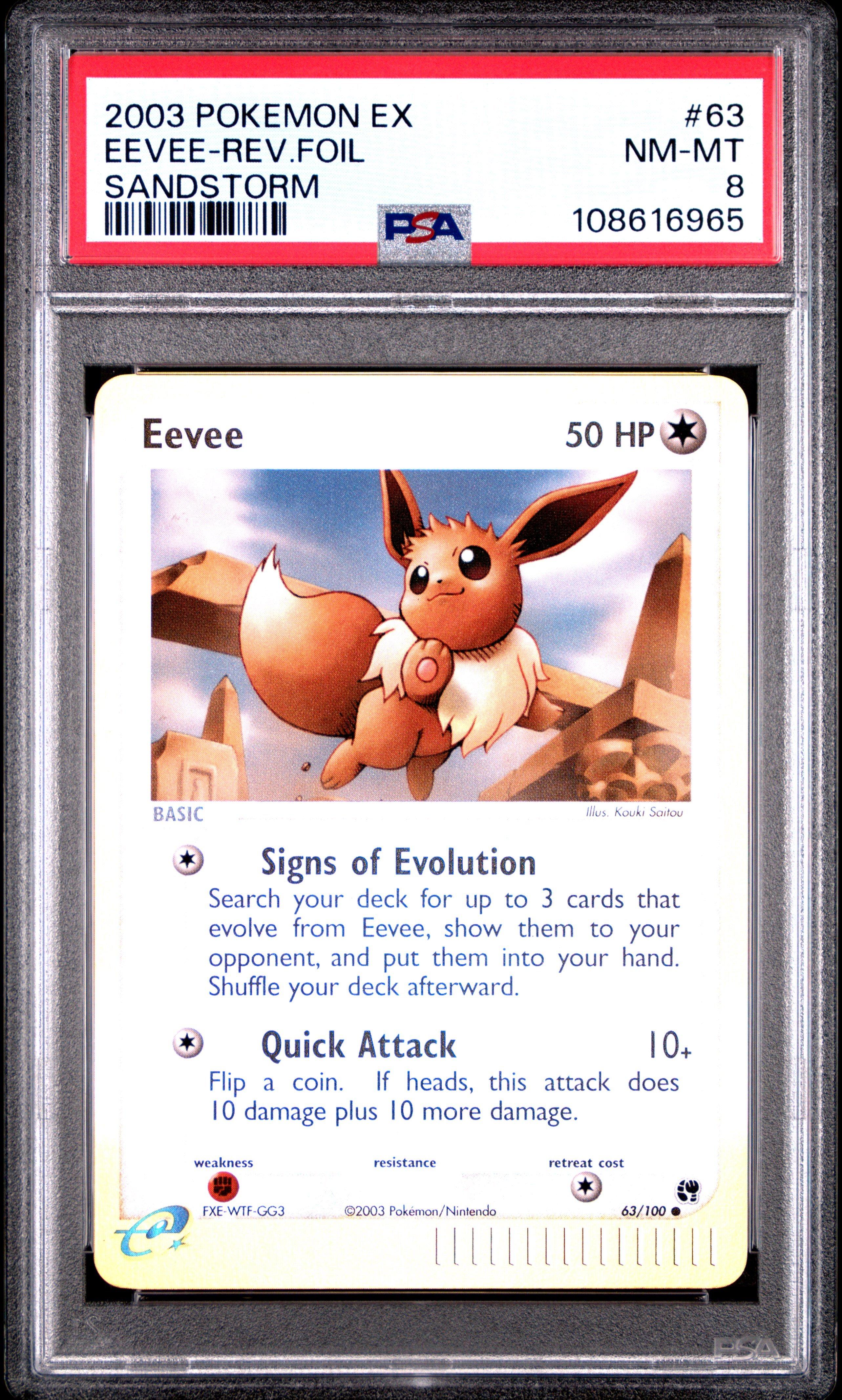 2003 Pokemon Ex Sandstorm 63 Eevee-reverse Foil PSA 8