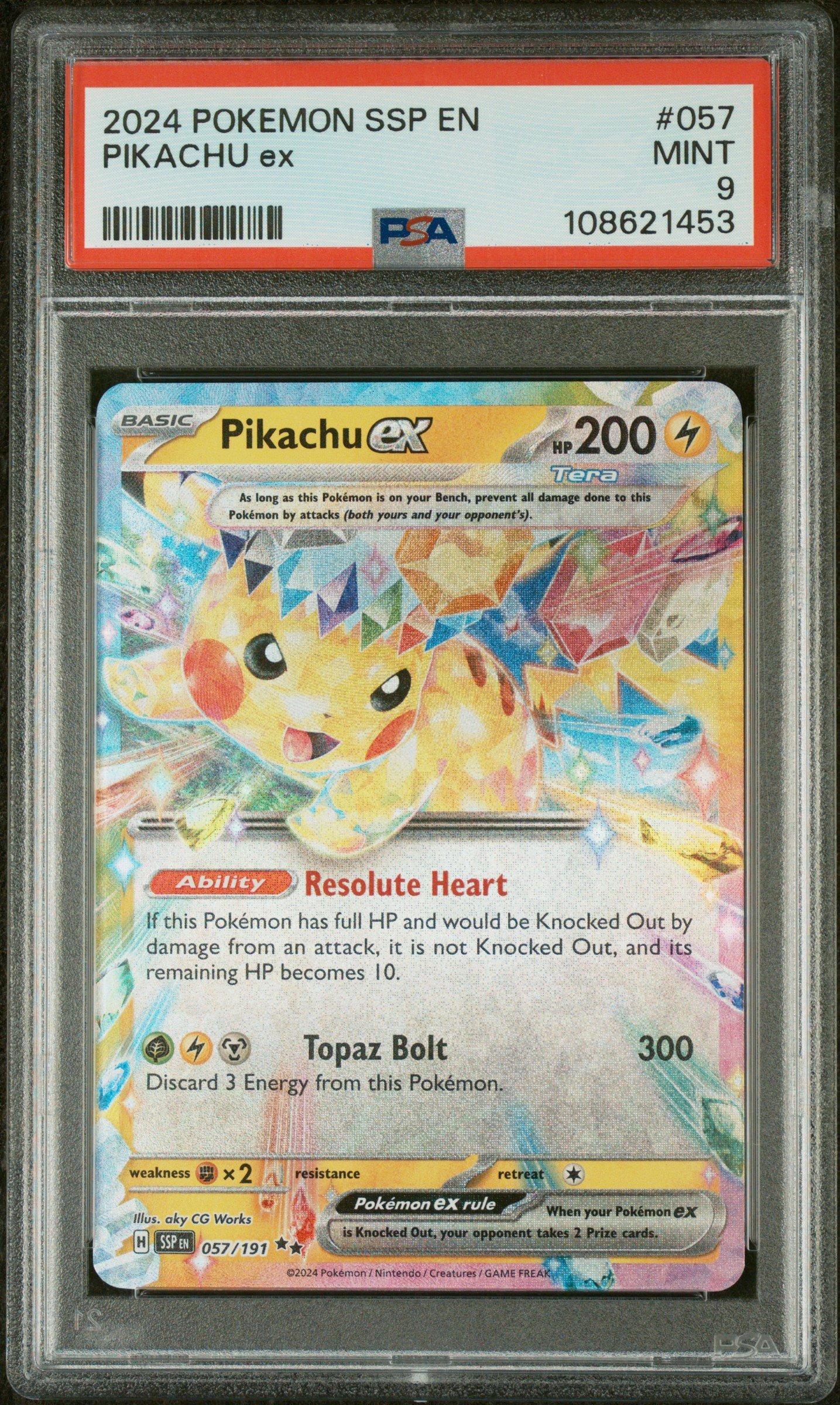 2024 Pokemon Ssp En-surging Sparks 057 Pikachu Ex PSA 9 Graded