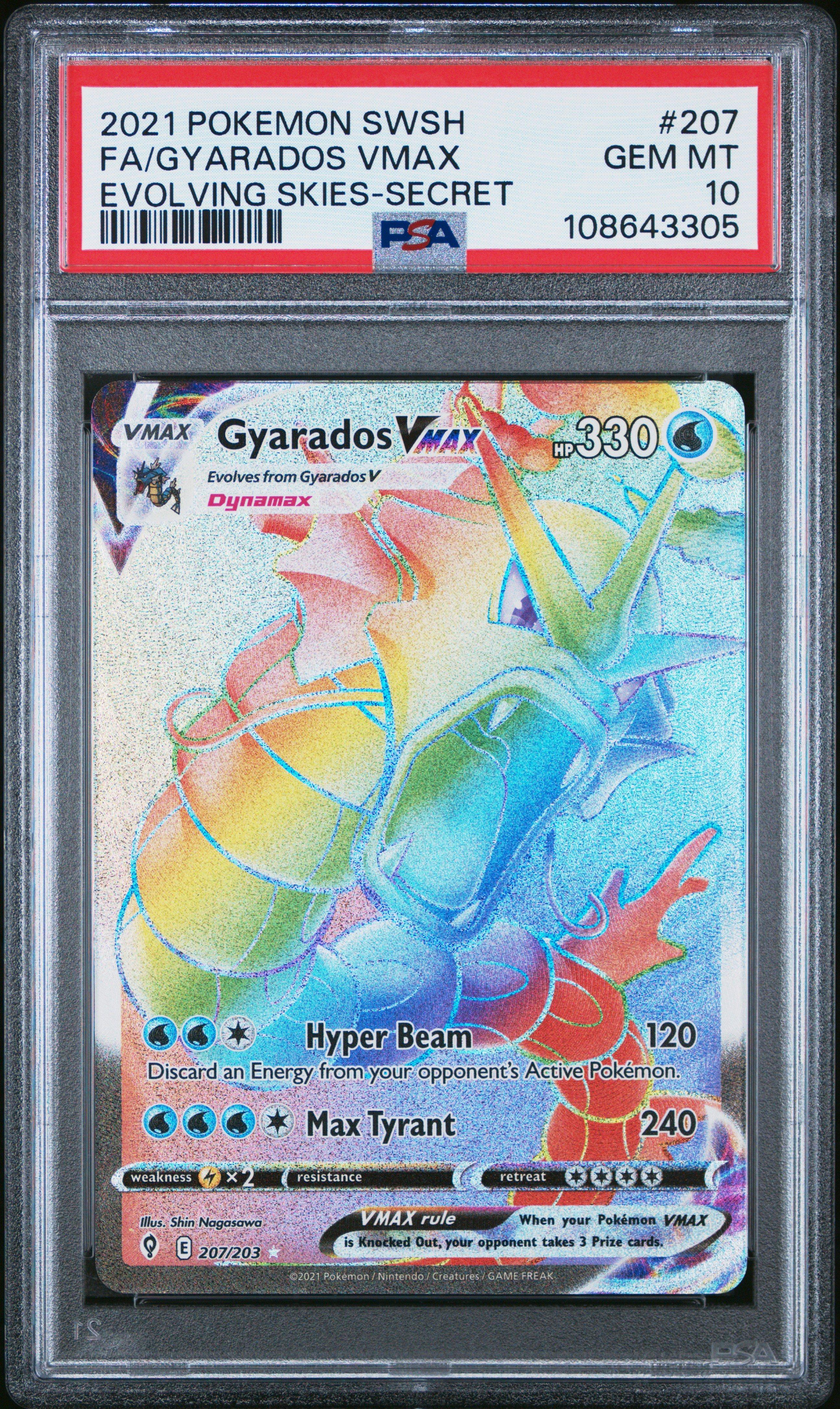 2021 Pokemon Sword & Shield Evolving Skies 207 Full Art/gyarados Vmax Secret PSA 10