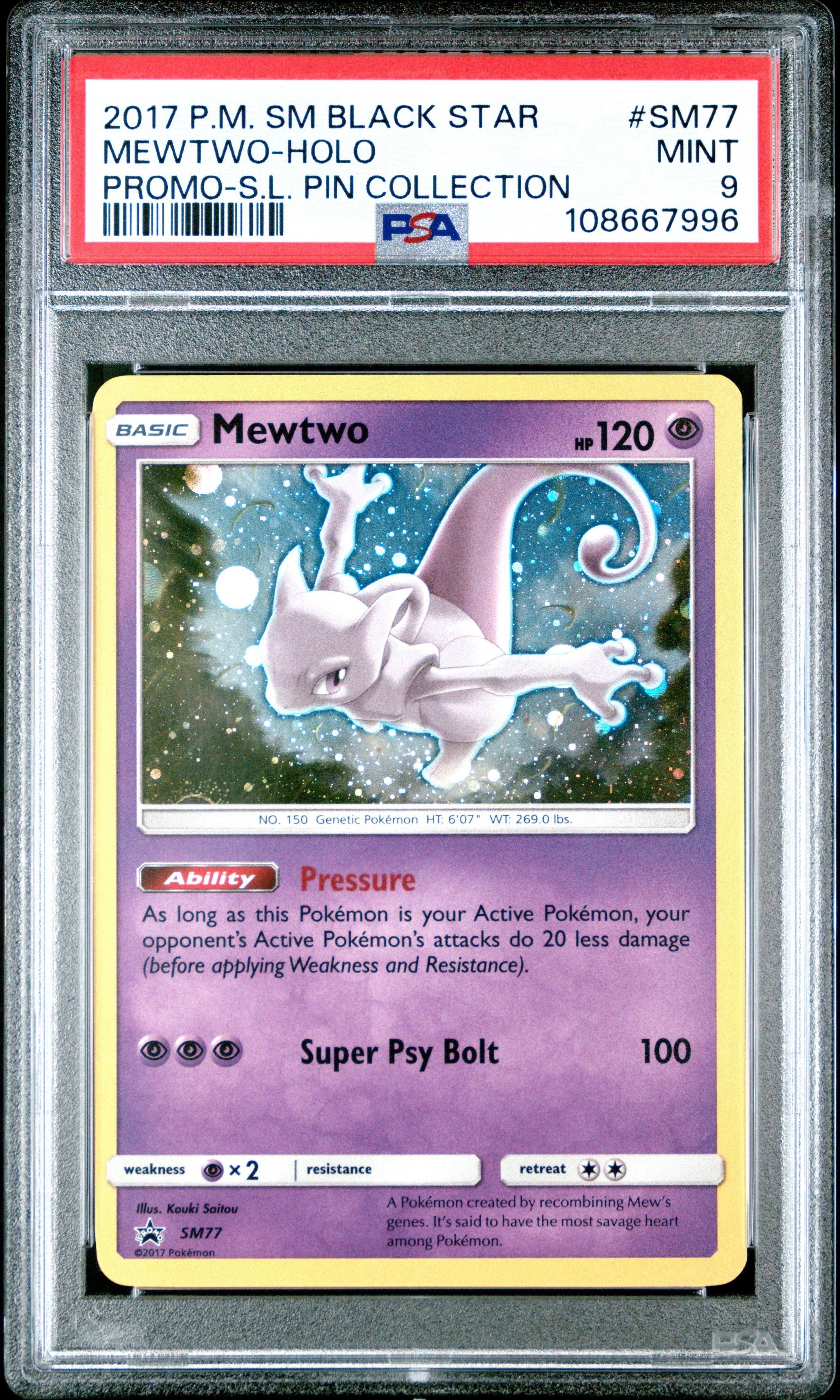 2017 Pokemon Sm Black Star Promo Sm77 Mewtwo-holo Shining Legends Pin Collection PSA