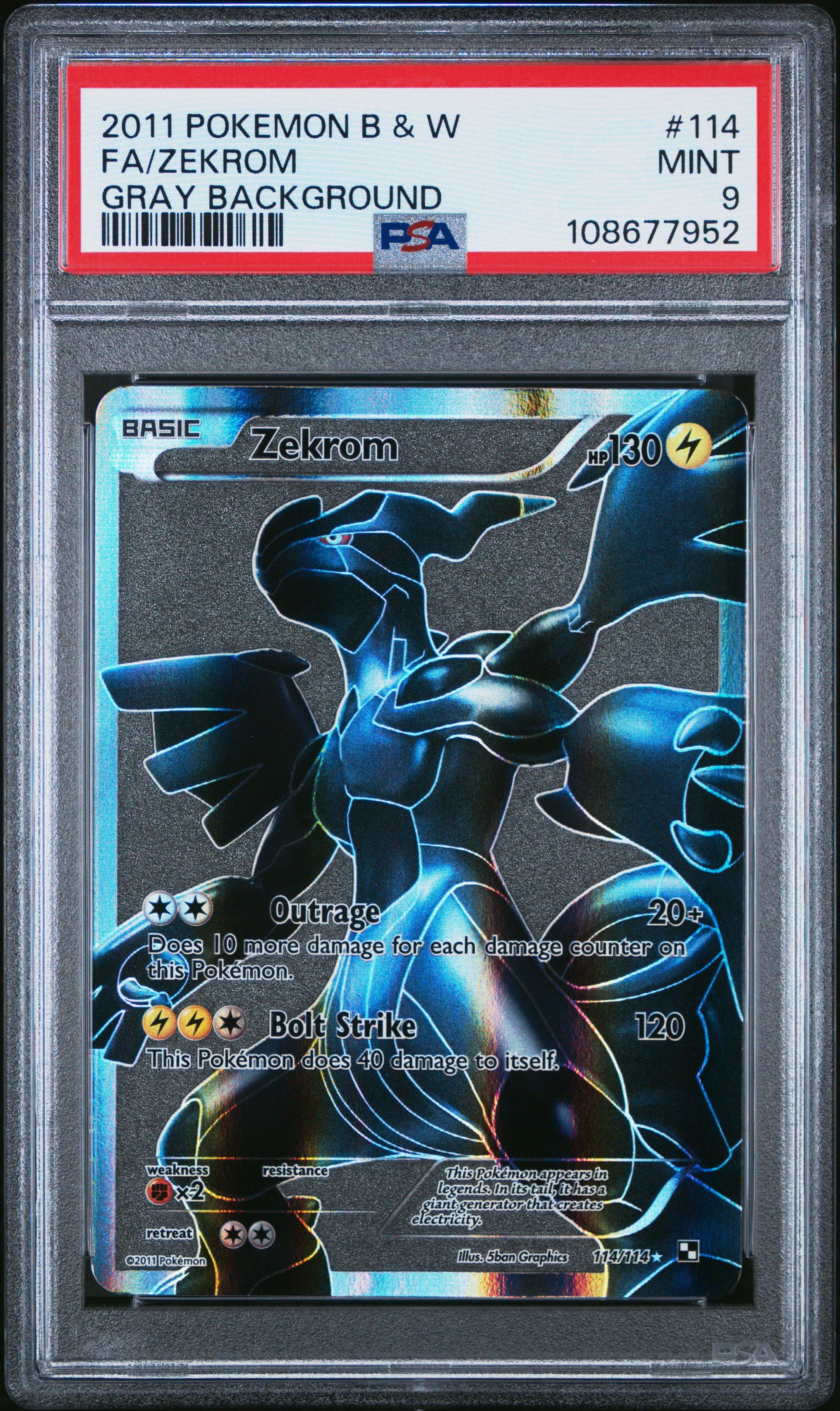 2011 Pokemon Black & White 114 Full Art/zekrom Gray Background PSA