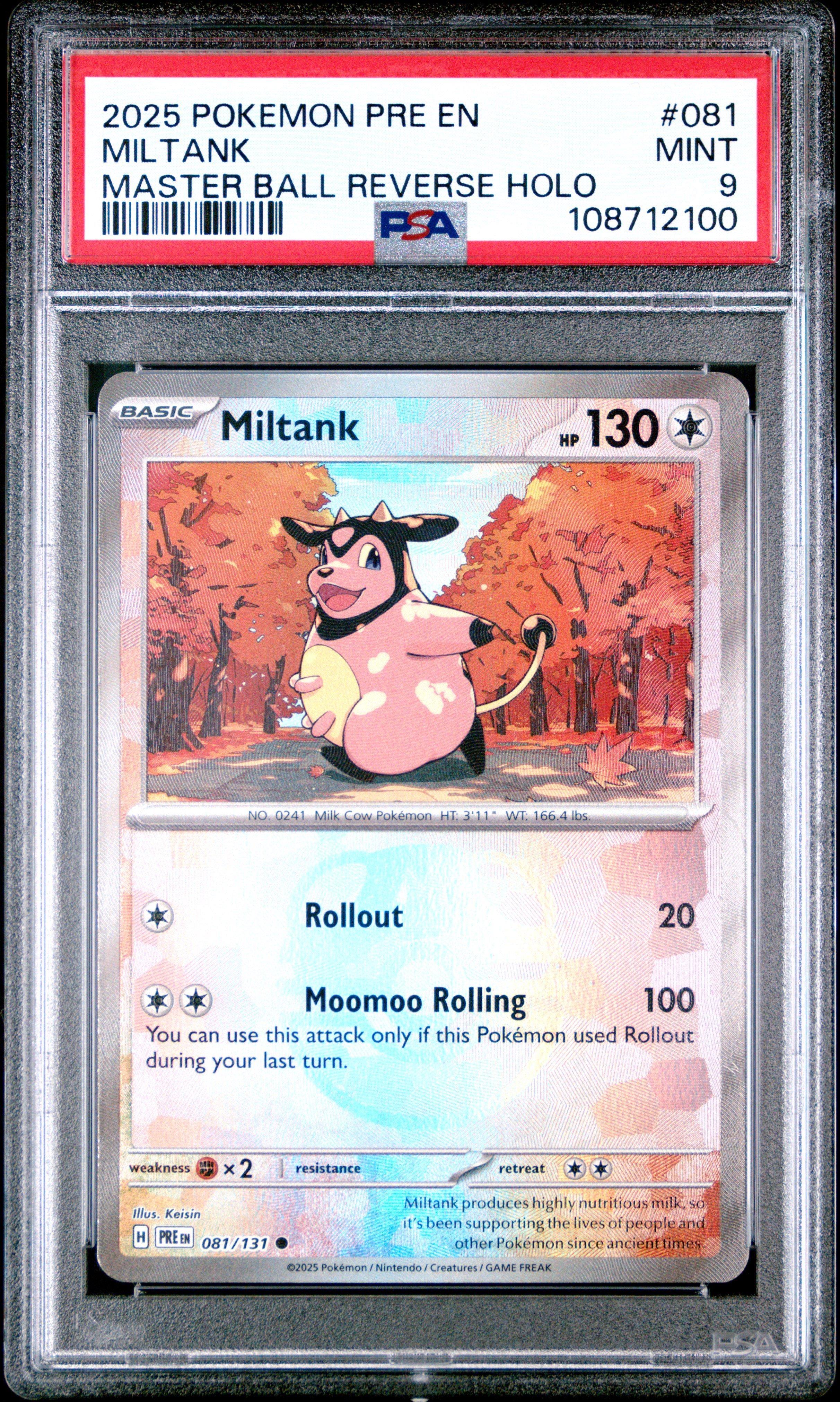 2025 Pokemon Pre En-prismatic Evolutions 081 Miltank Master Ball