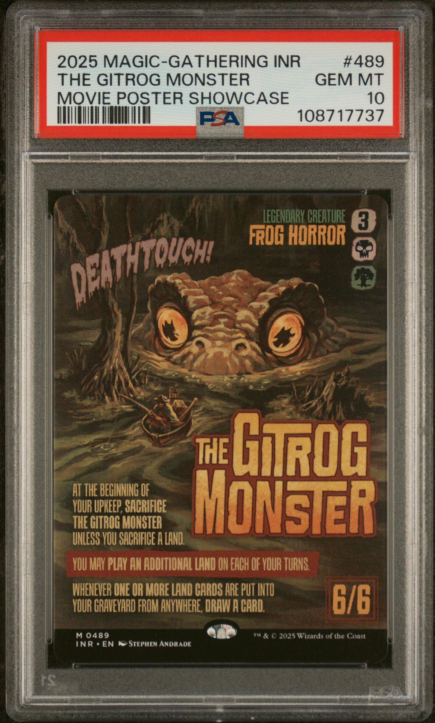2025 Magic The Gathering Innistrad Remastered 489 The Gitrog Monster Movie Poster Showcase PSA 10