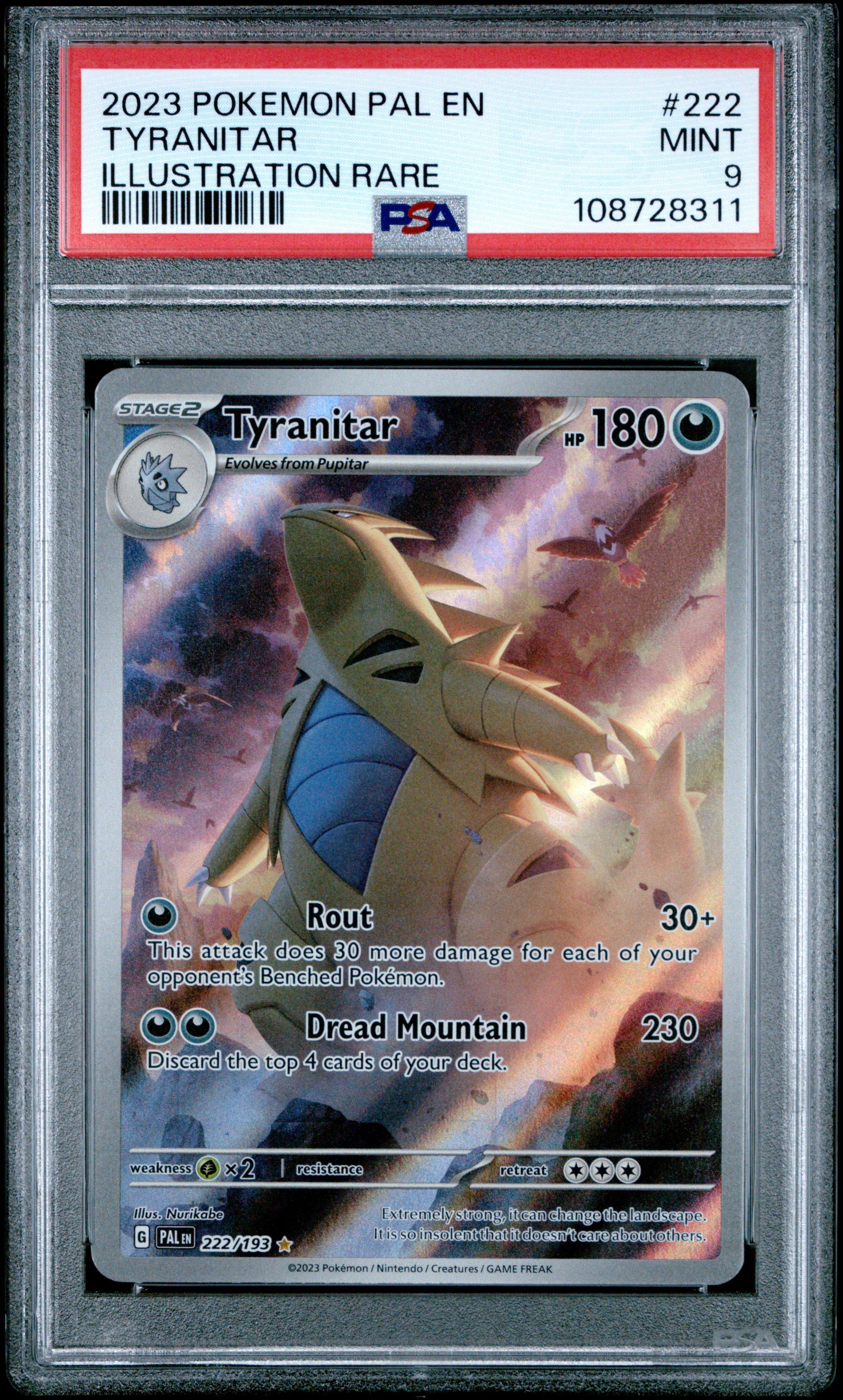 2023 Pokemon Pal En-paldea Evolved 222 Tyranitar Illustration Rare PSA