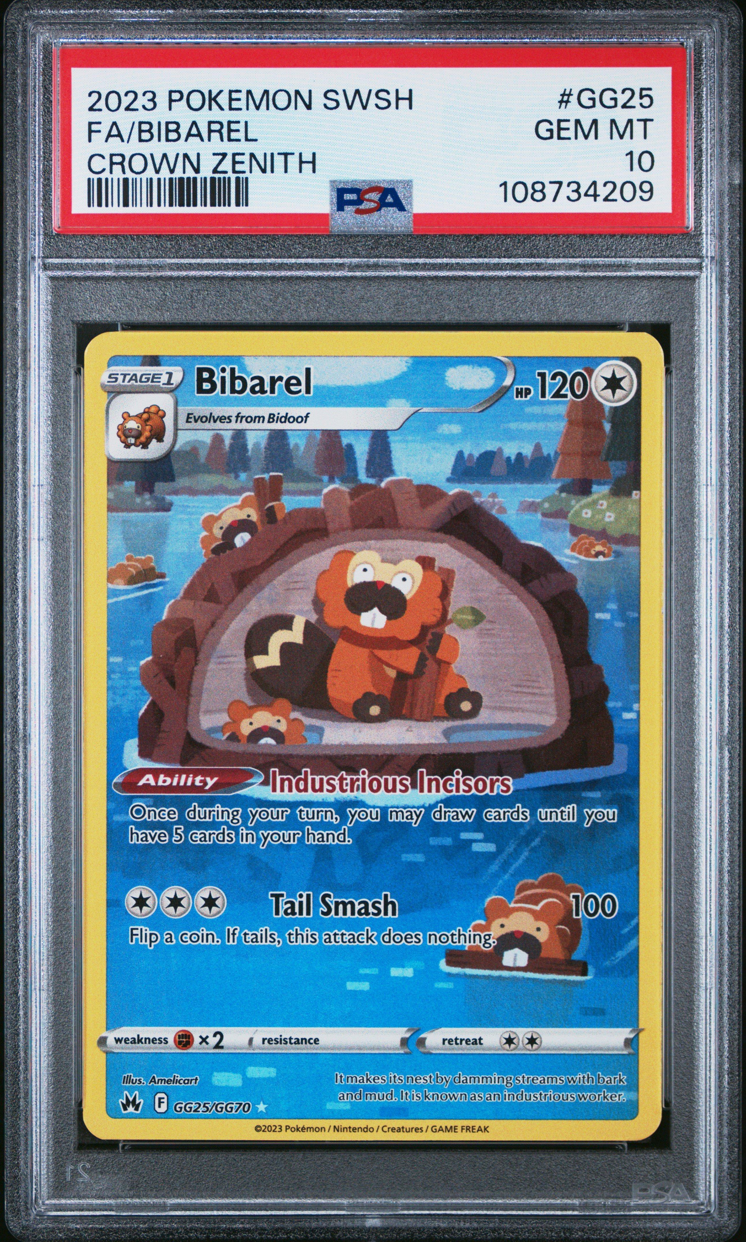 2023 Pokemon Sword And Shield Crown Zenith Gg25 Full Art/bibarel PSA