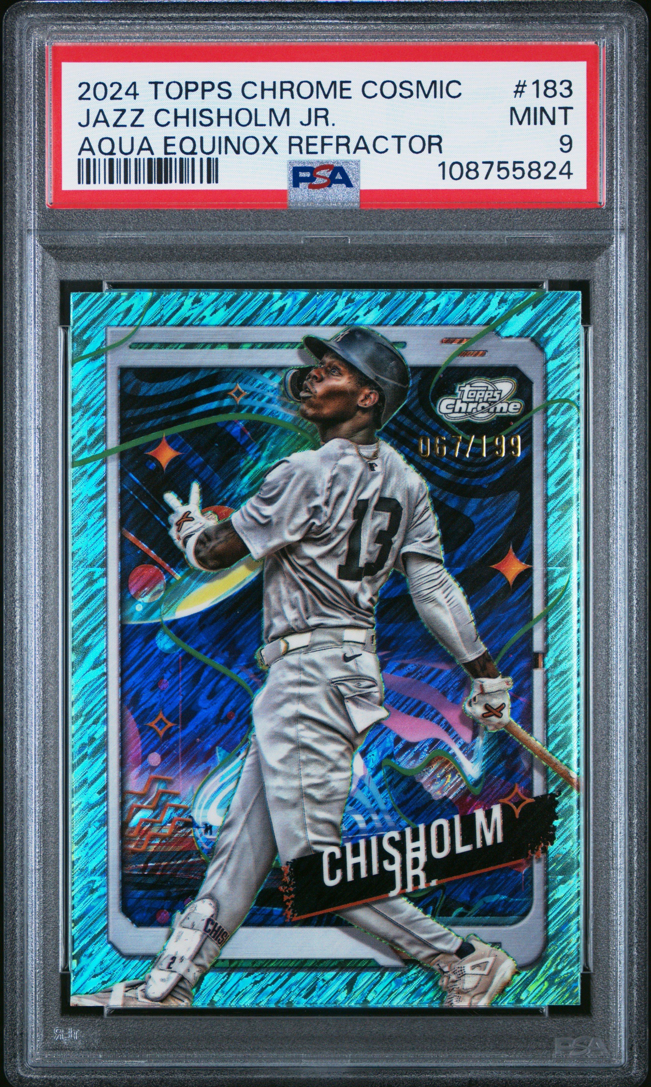 2024 Topps Chrome Cosmic 183 Jazz Chisholm Jr. Aqua Equinox