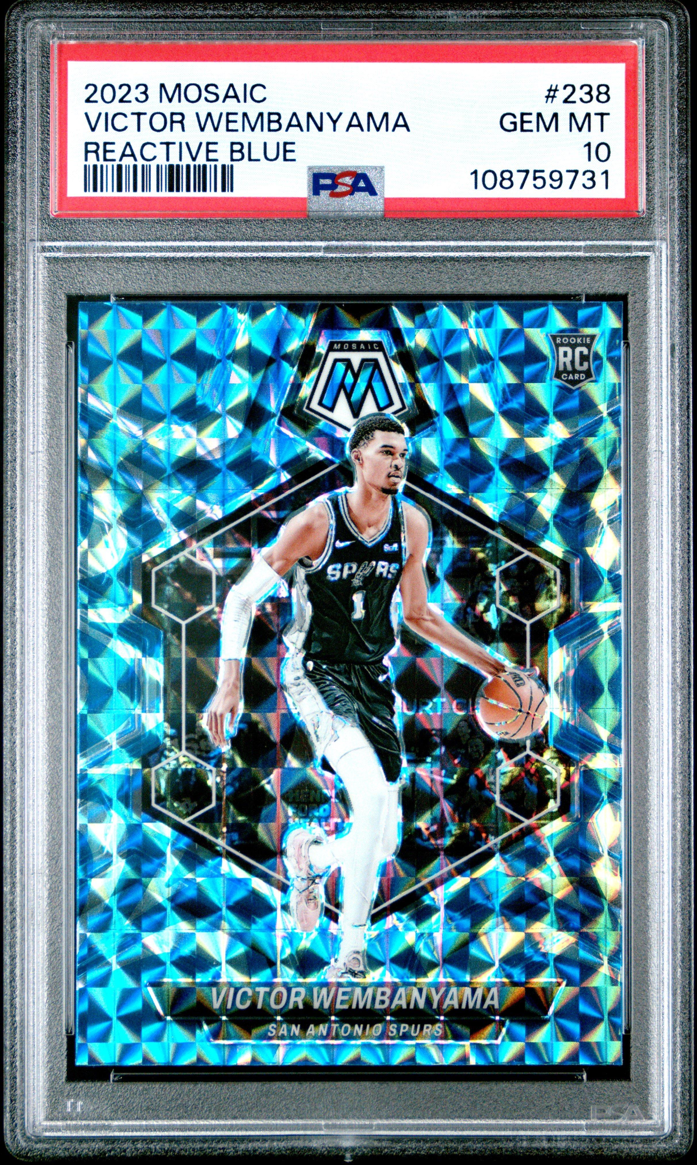 2023 Panini Mosaic 238 Victor Wembanyama Reactive Blue PSA 10