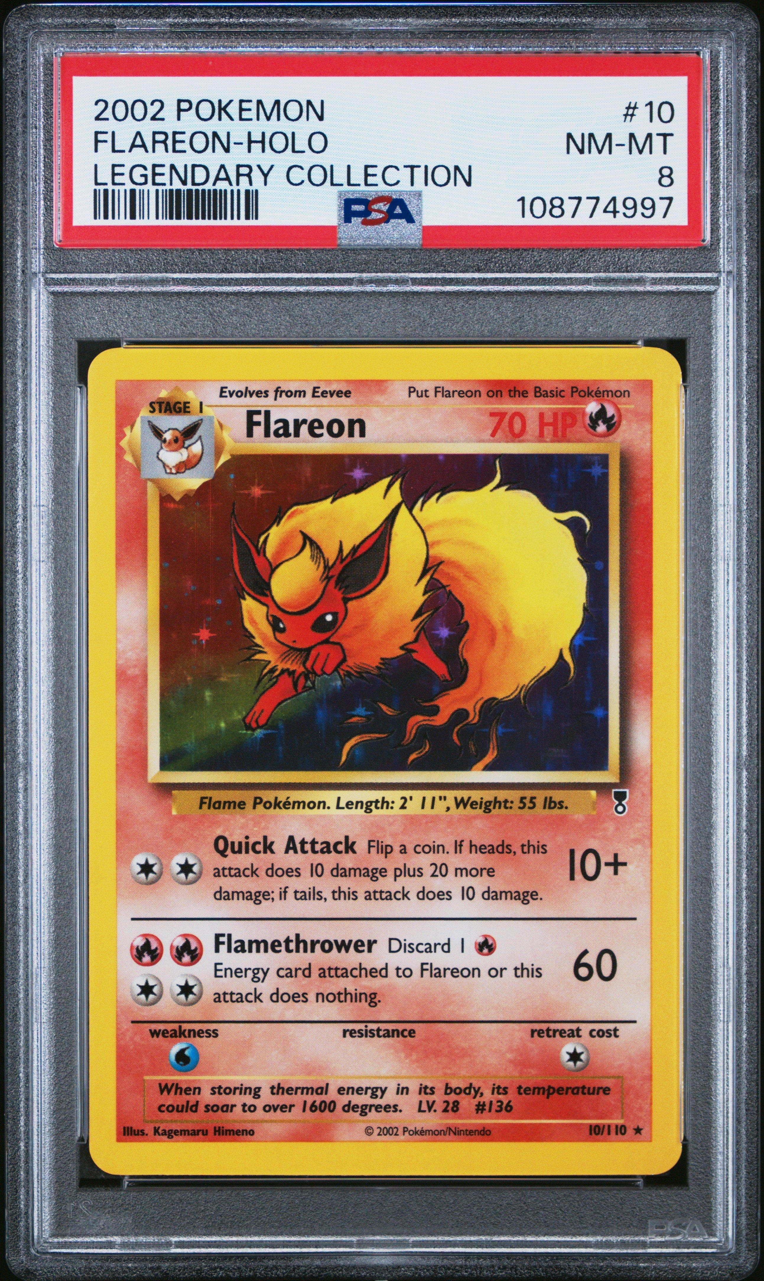 2002 Pokemon Legendary Collection 10 Flareon-holo PSA