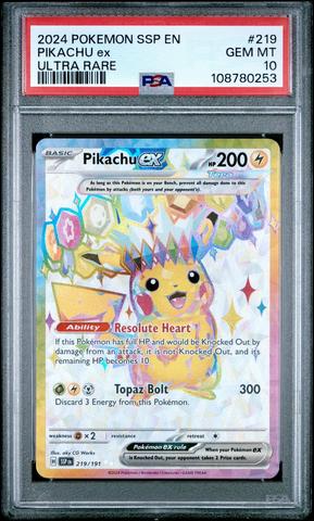 PSA10 PIKACHU EX ULTRA RARE 2連番 2024 Pokemon Ssp En-surging Sparks 219 Pikachu Ex Ultra Rare