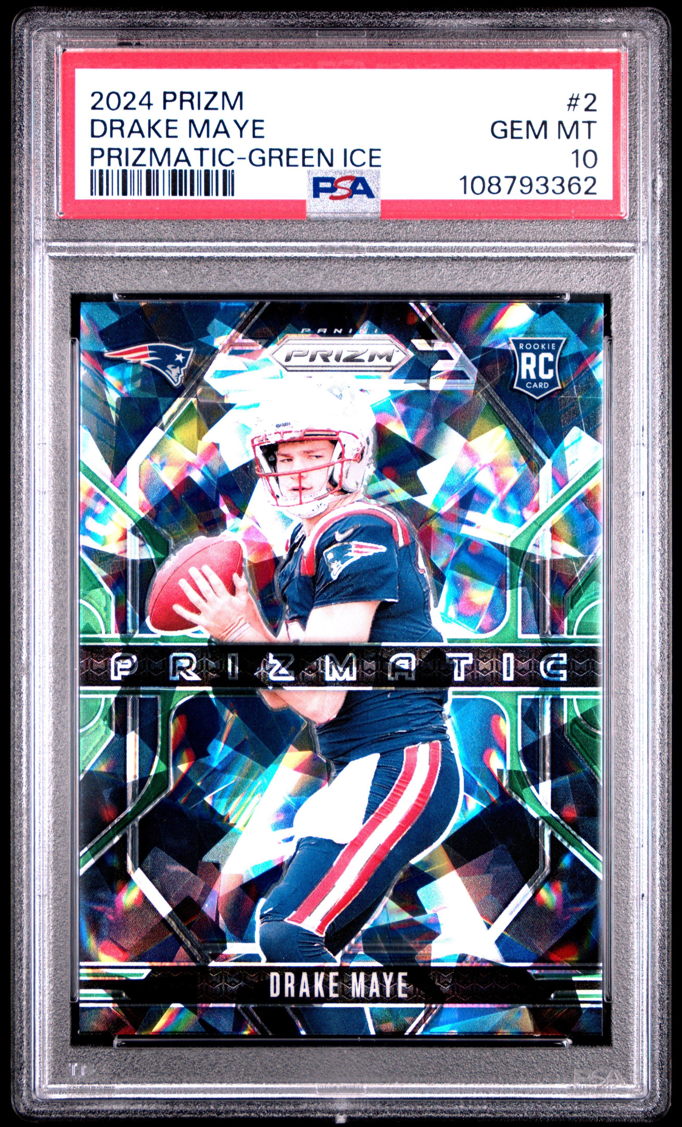 2024 Panini Prizm Prizmatic 2 Drake Maye Green Ice PSA 10
