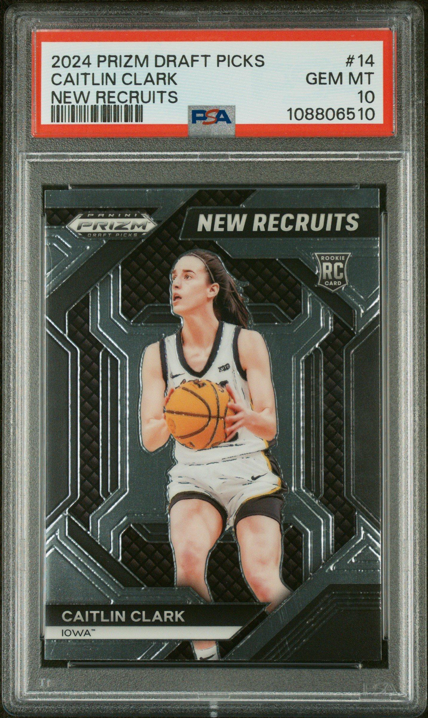 2024 Panini Prizm Draft Picks New Recruits 14 Caitlin Clark PSA 10