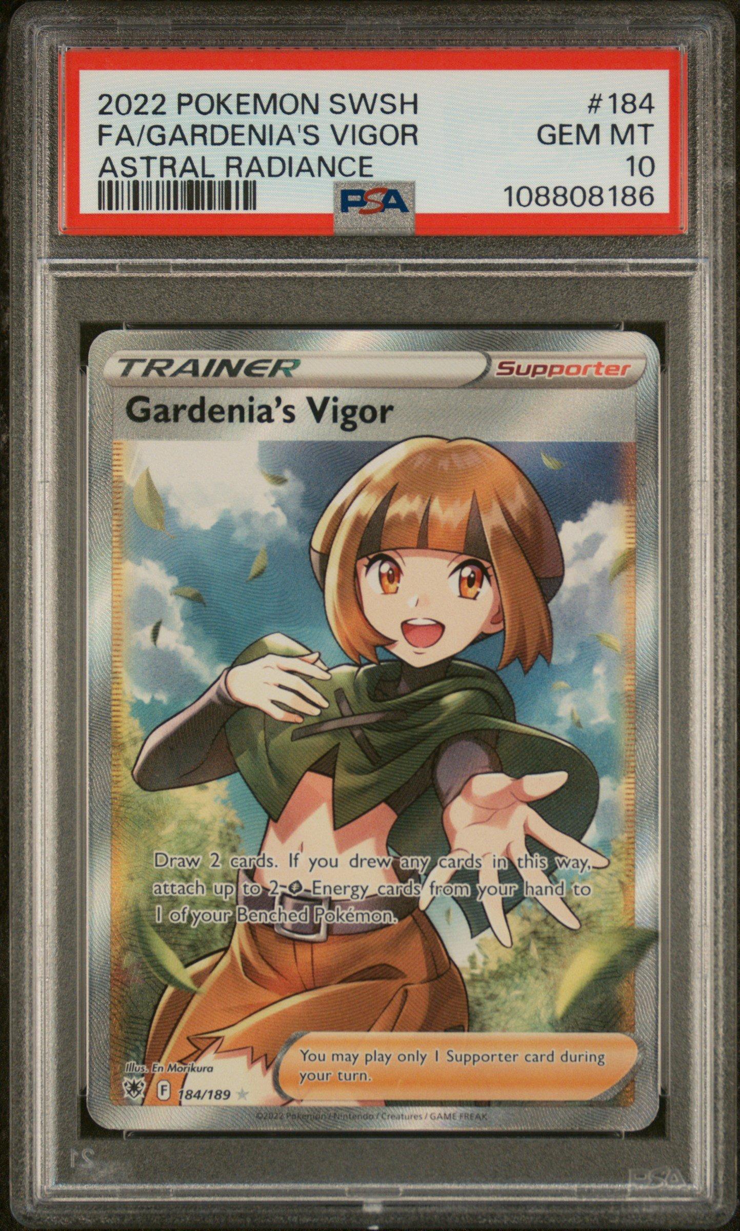 2022 Pokemon Sword & Shield Astral Radiance 184 Full Art/gardenia's Vigor PSA