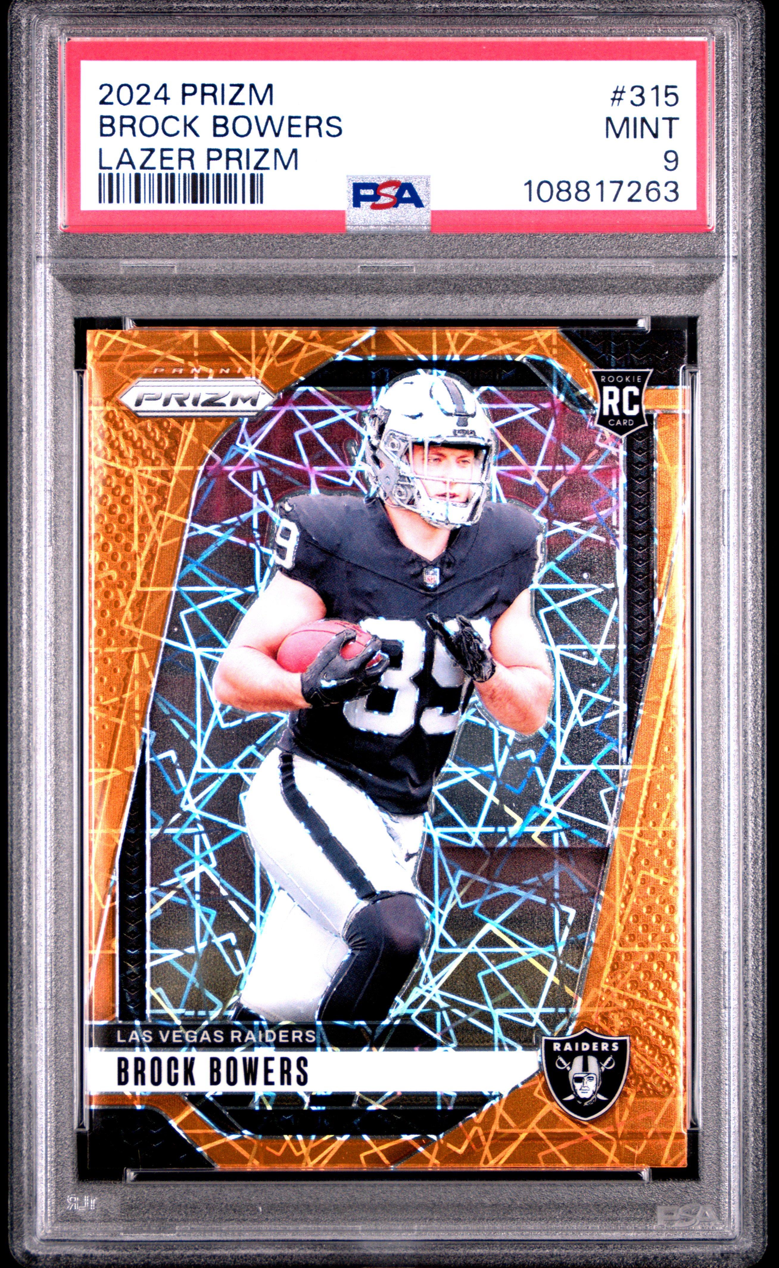 2024 Panini Prizm 315 Brock Bowers Lazer Prizm PSA 9