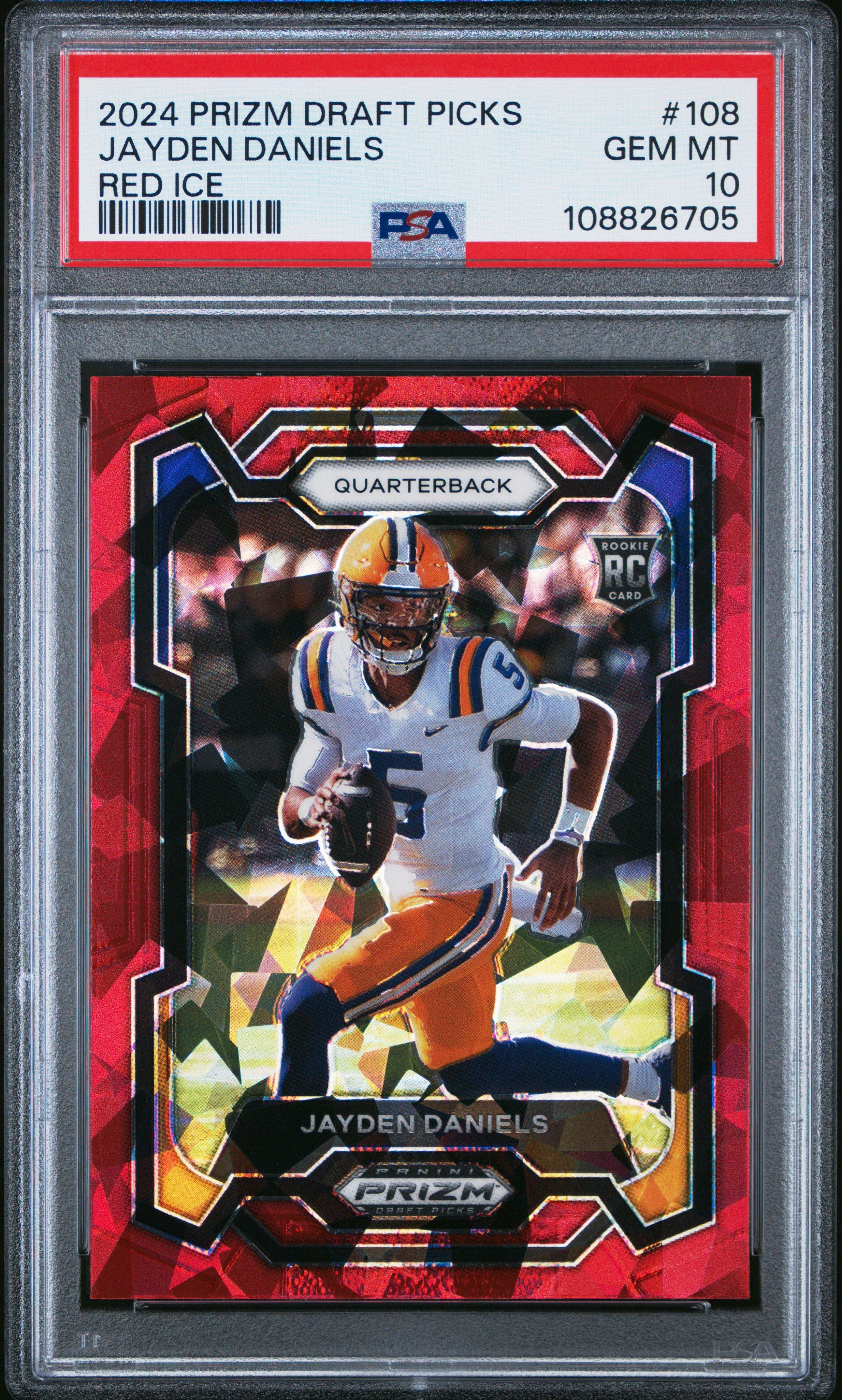 2024 Panini Prizm Draft Picks 108 Jayden Daniels Red Ice PSA 10