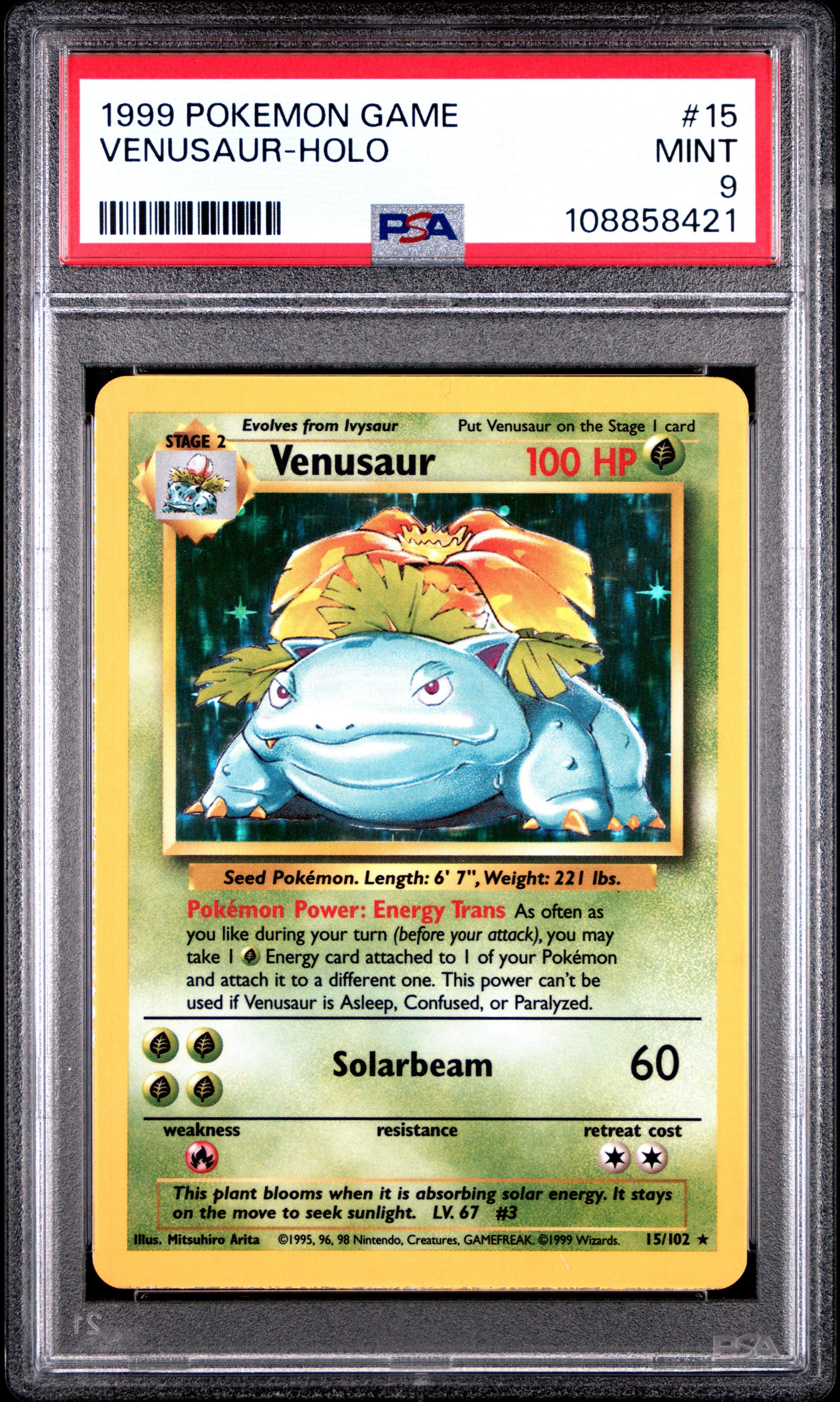 1999 venusaur pokemon card Base Set Shadowless Holo 15/102 PSA 7  TBC Games cementing its place as a must Goldin | The Global Go-To