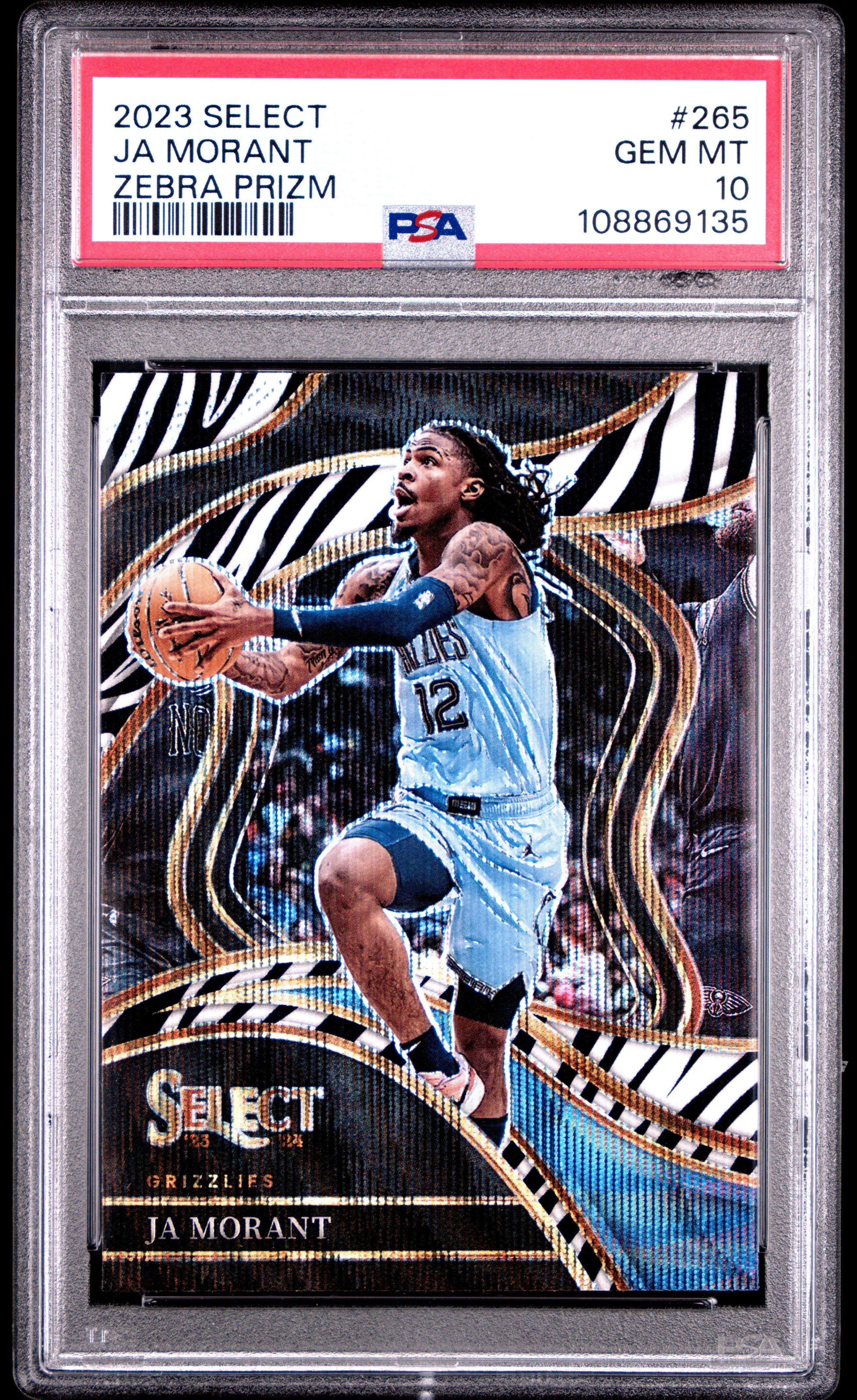2023 Panini Select 265 Ja Morant Zebra Prizm PSA 10
