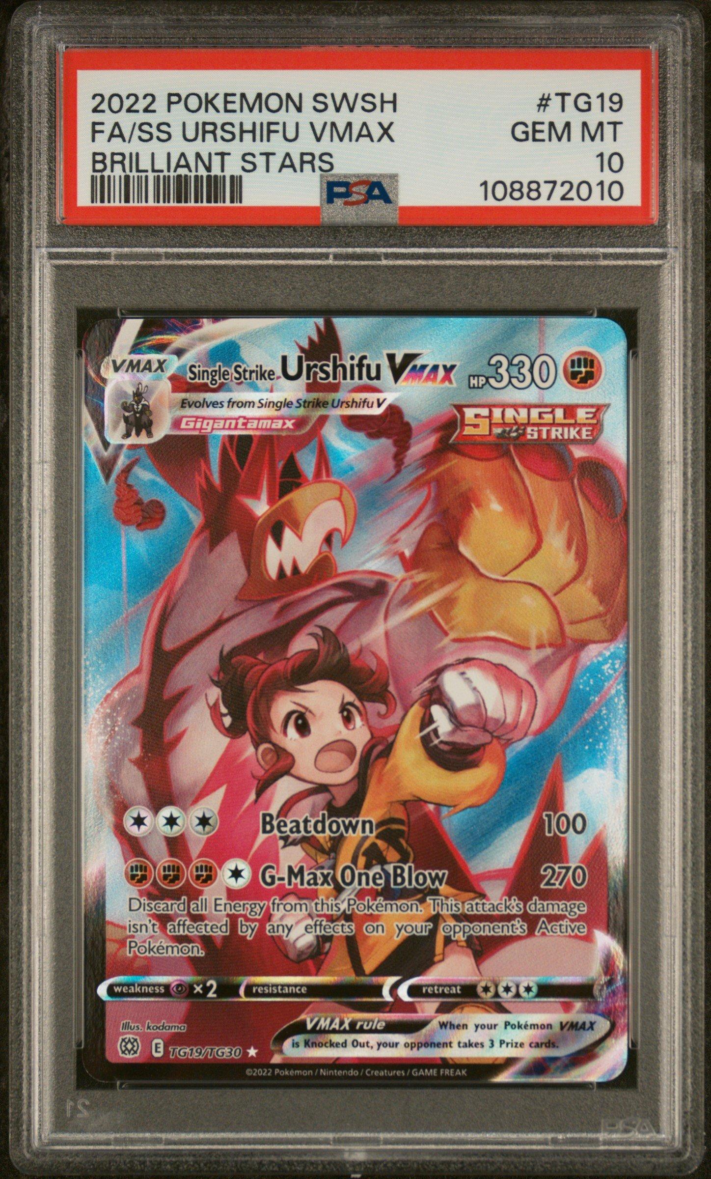 2022 Pokemon Sword & Shield Brilliant Stars Tg19 Full Art/single Strike Urshifu Vmax PSA