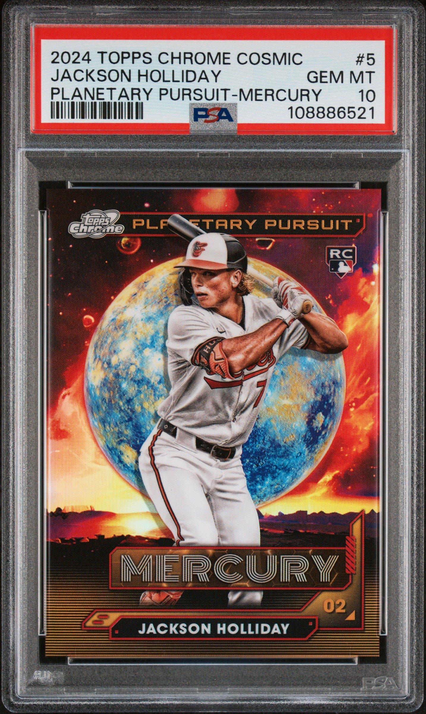 2024 Topps Chrome Cosmic Planetary Pursuit 5 Jackson Holliday Mercury PSA 10