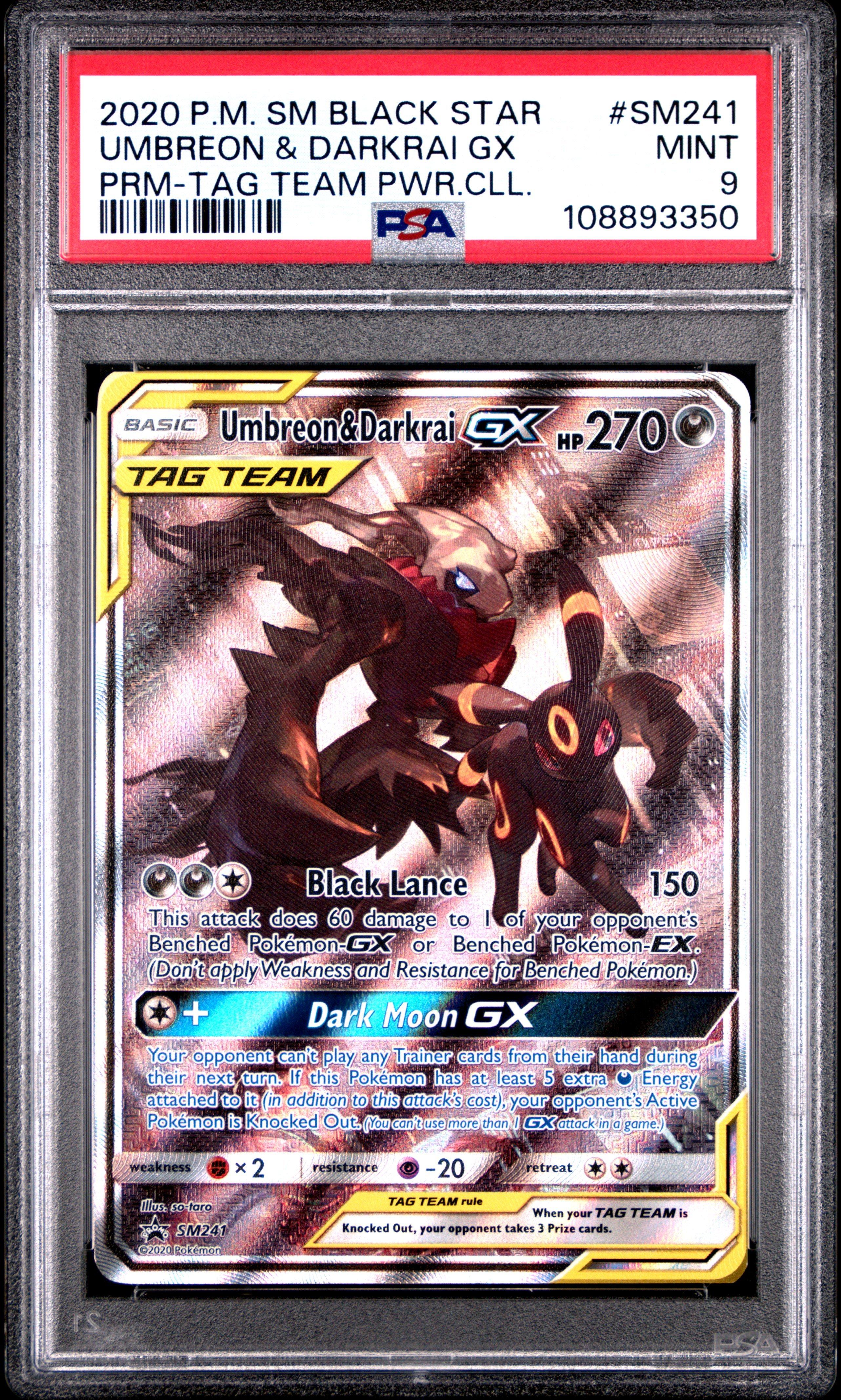 【PSA9】ダークライ PR 2020 Pokemon Sm Black Star Promo Sm241 Umbreon & Darkrai Gx Tag