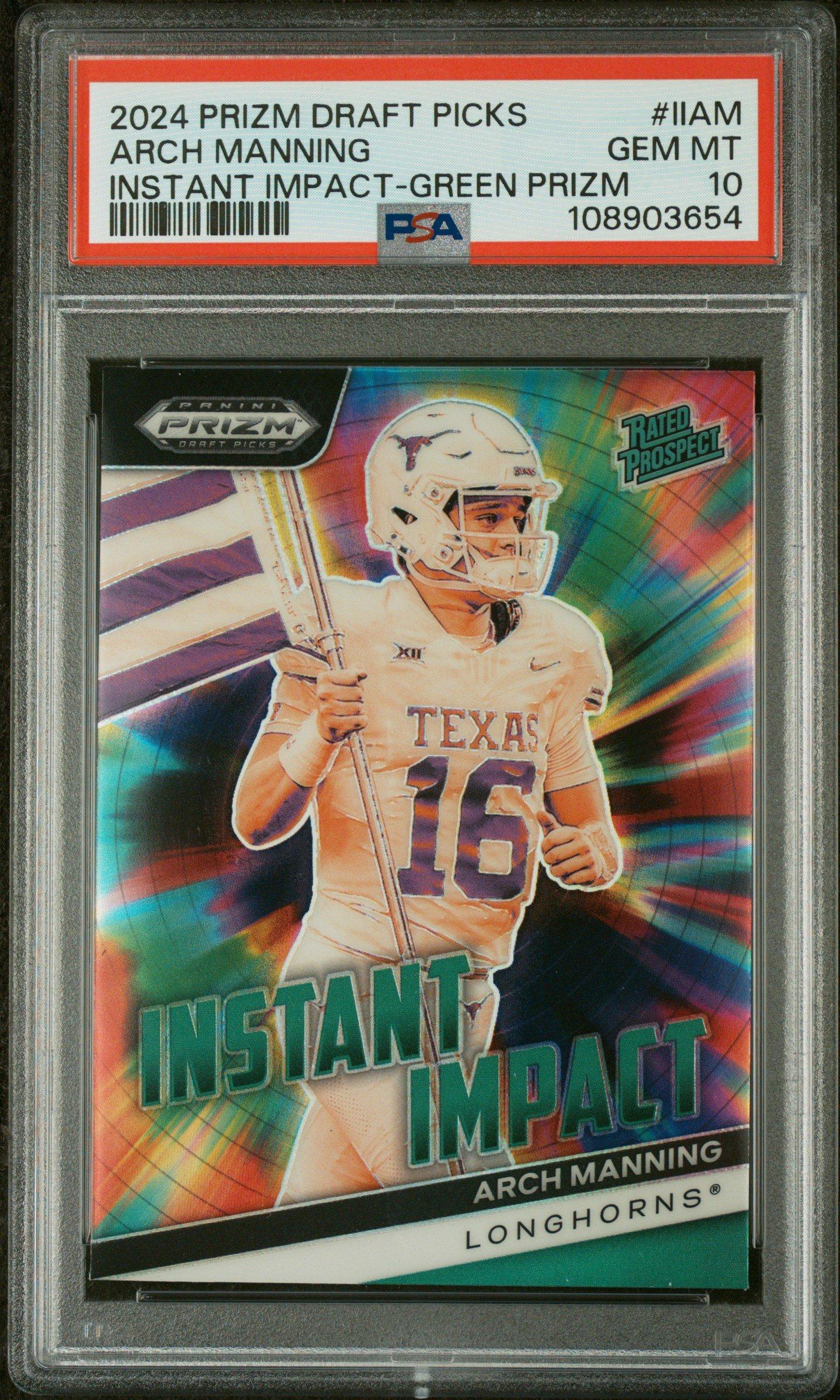 2024 Panini Prizm Draft Picks Instant Impact Iiam Arch Manning Green Prizm PSA
