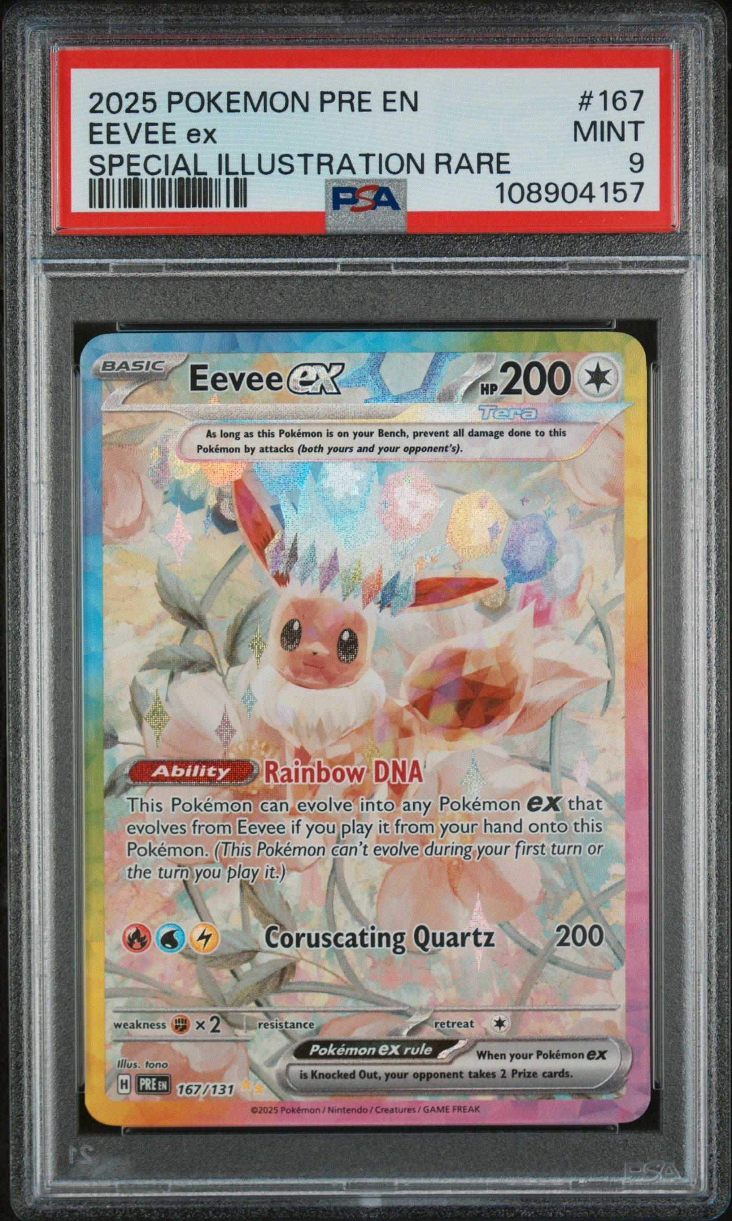 2025 Pokemon Pre En-prismatic Evolutions 167 Eevee Ex Special Illustration Rare PSA