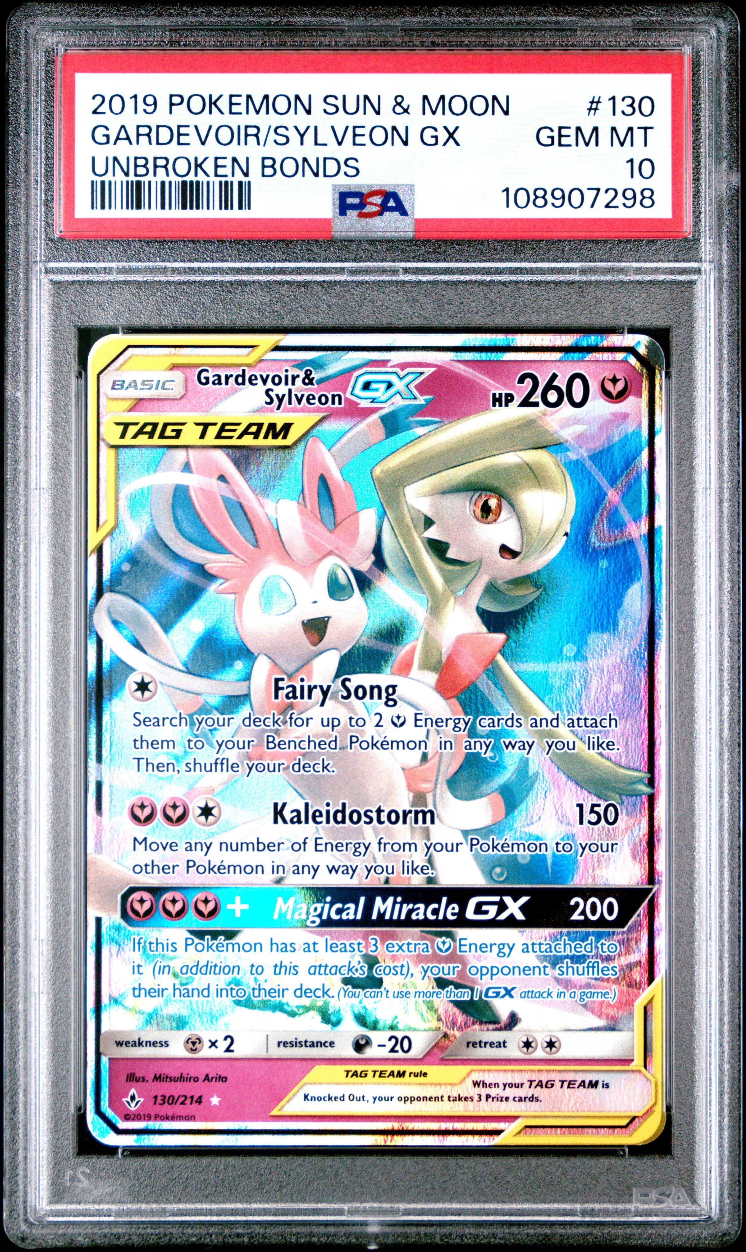 2019 Pokemon Sun & Moon Unbroken Bonds 130 Gardevoir & Sylveon Gx PSA