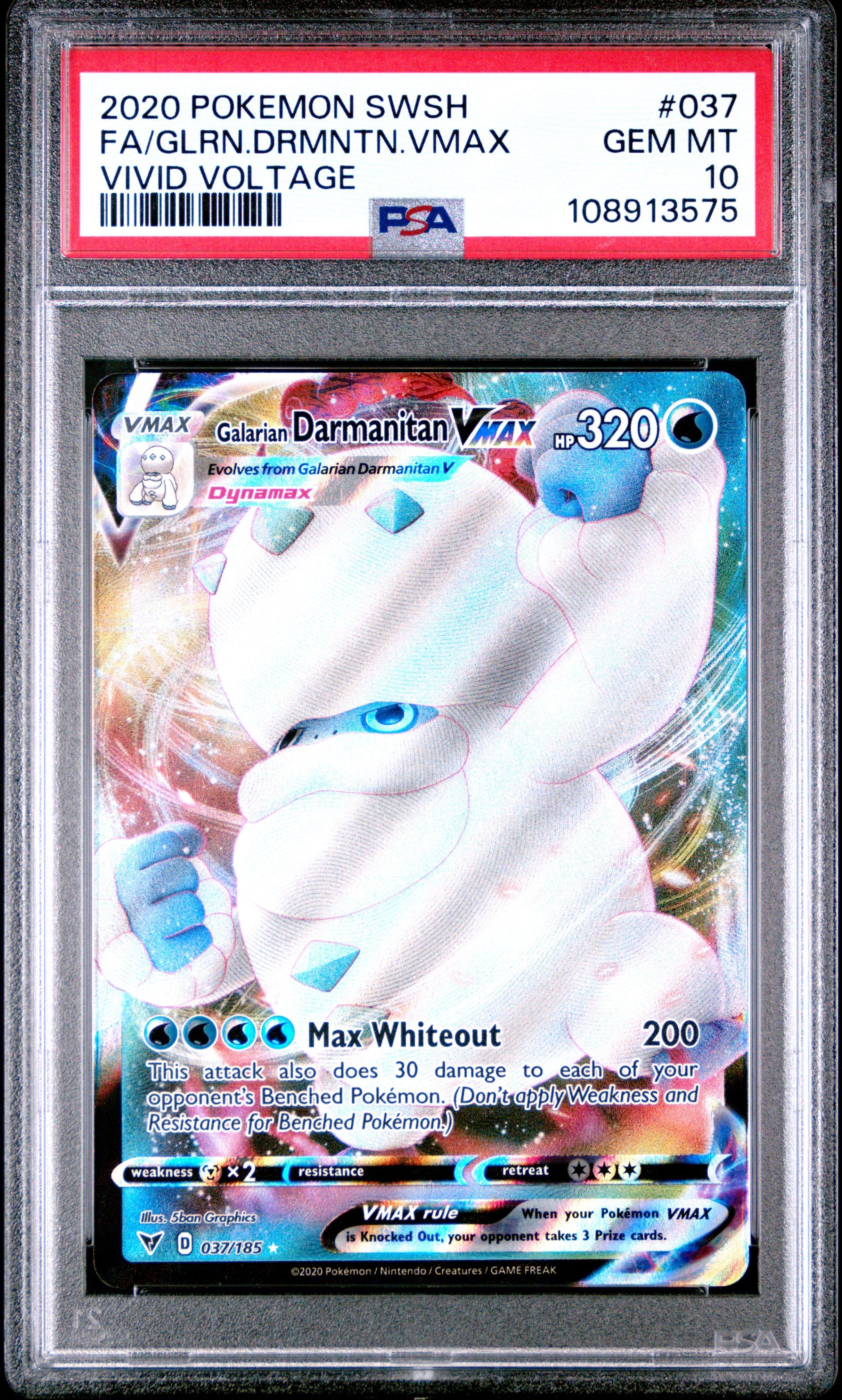 2020 Pokemon Sword & Shield Vivid Voltage 037 Full Art/galarian Darmanitan Vmax PSA 10