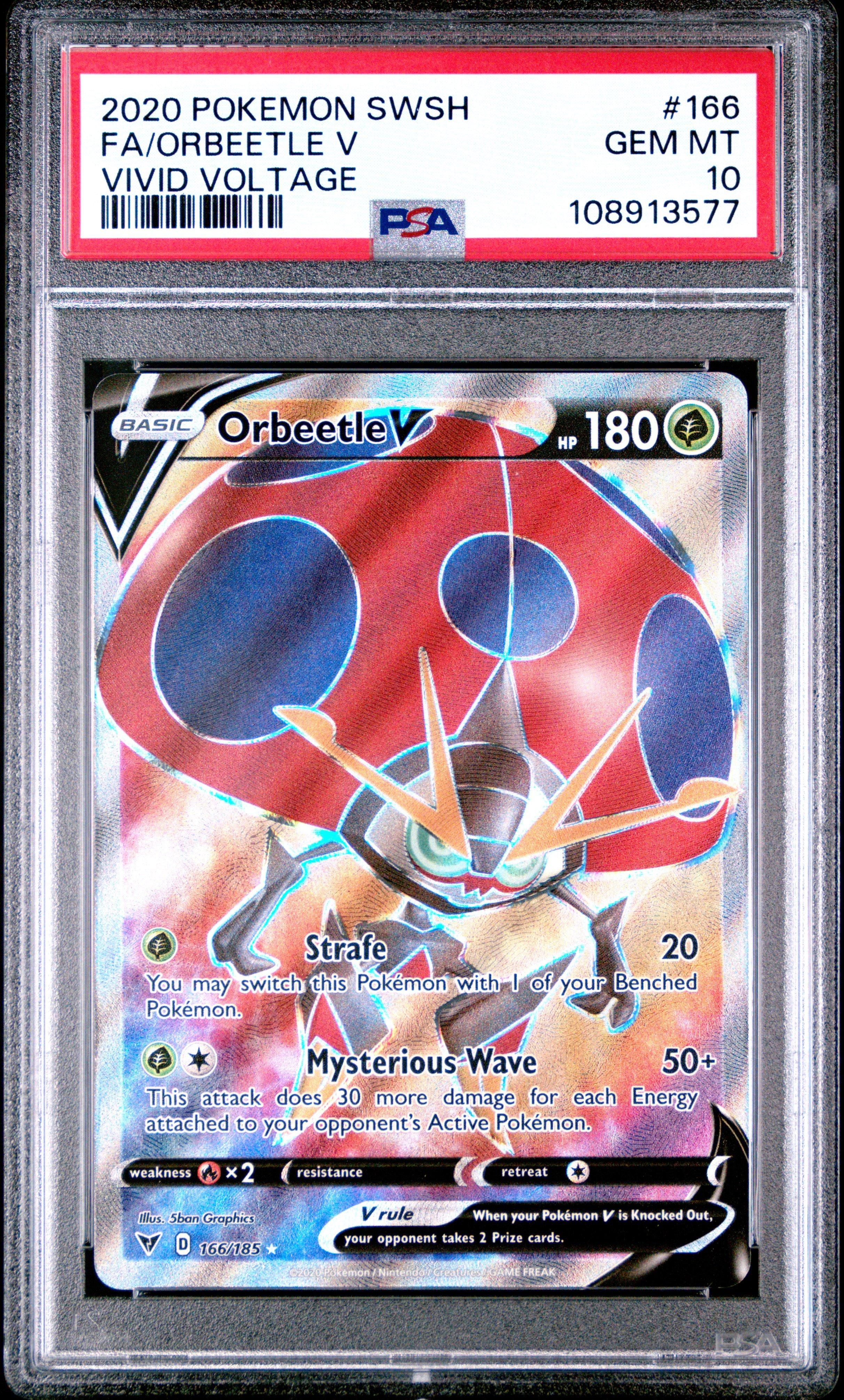 2020 Pokemon Sword & Shield Vivid Voltage 166 Full Art/orbeetle V PSA 10