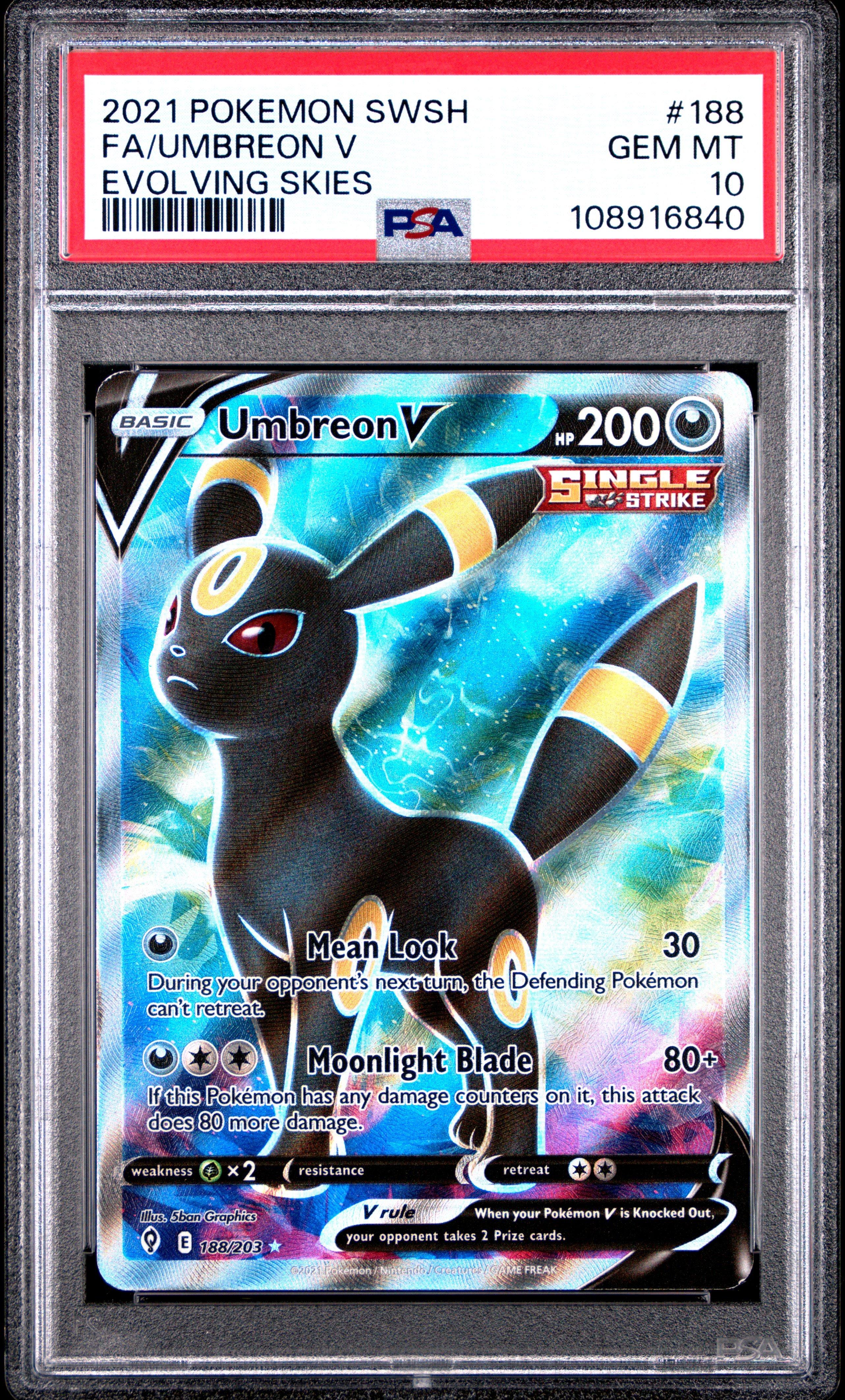 2021 Pokemon Sword & Shield Evolving Skies 188 Full Art/umbreon V