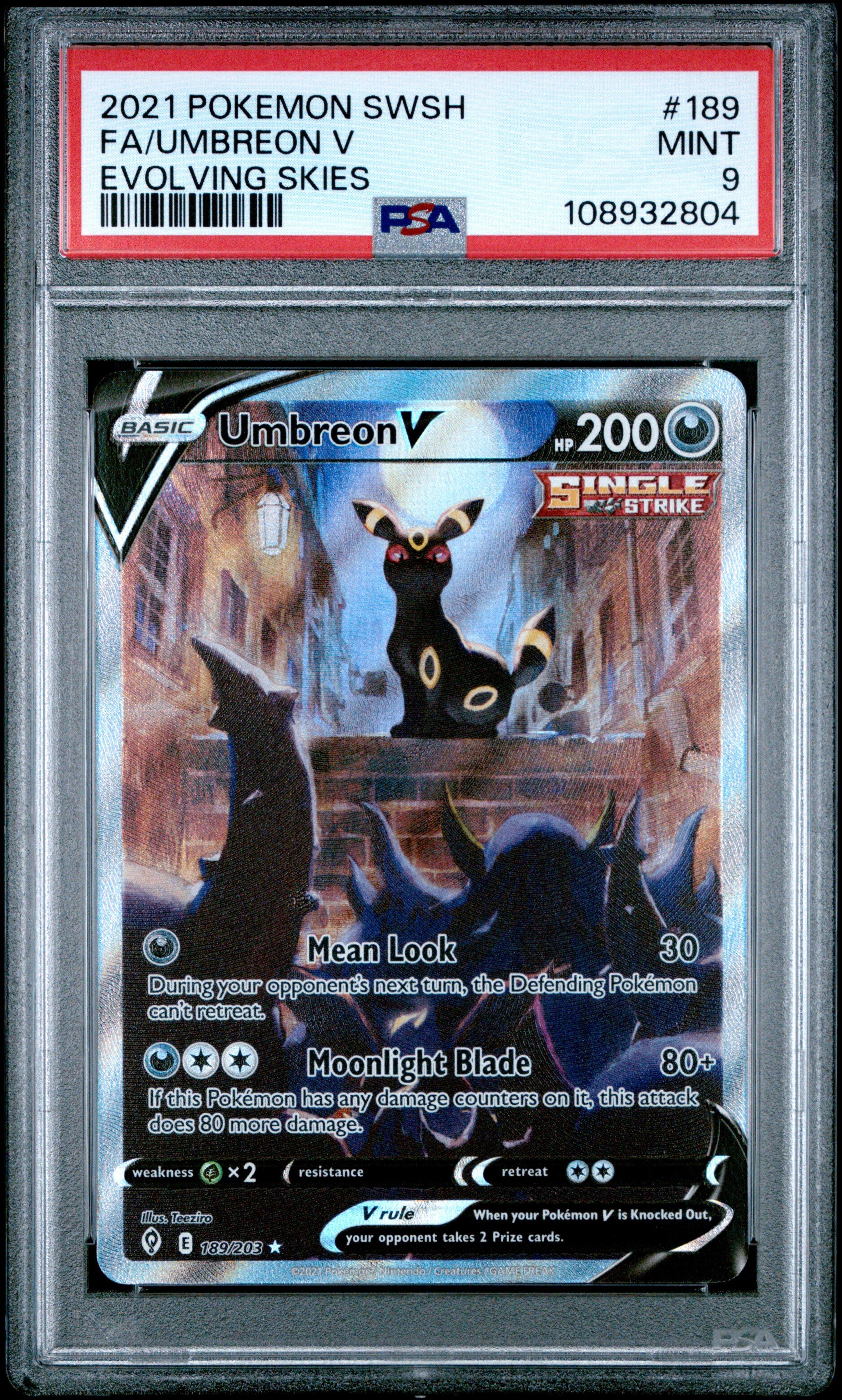 2021 Pokemon Sword & Shield Evolving Skies 189 Full Art/umbreon V